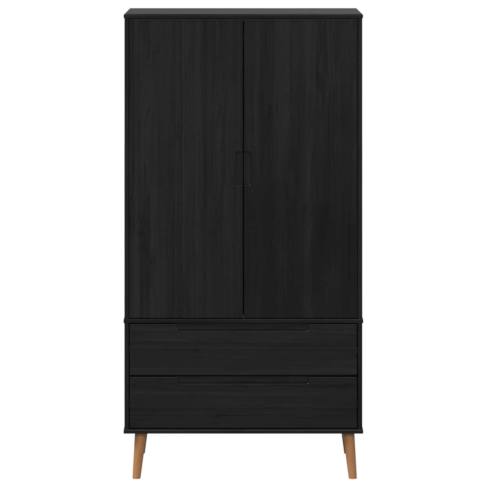 vidaXL Garderoba MOLDE Czarny 90 x 55 x 175 cm Lite drewno sosnowe