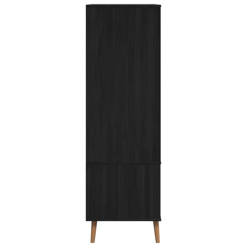 vidaXL Garderoba MOLDE Czarny 90 x 55 x 175 cm Lite drewno sosnowe