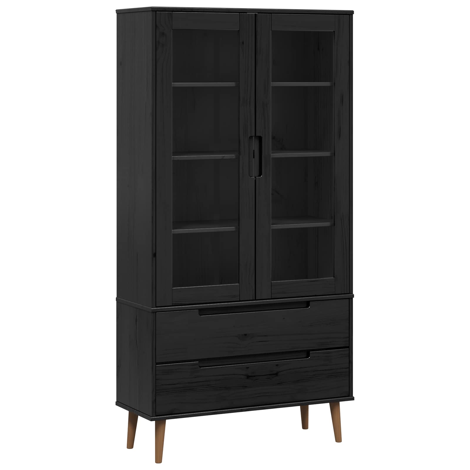 vidaXL Witryna Szklana MOLDE 90 x 35 x 175 cm Lite drewno sosnowe