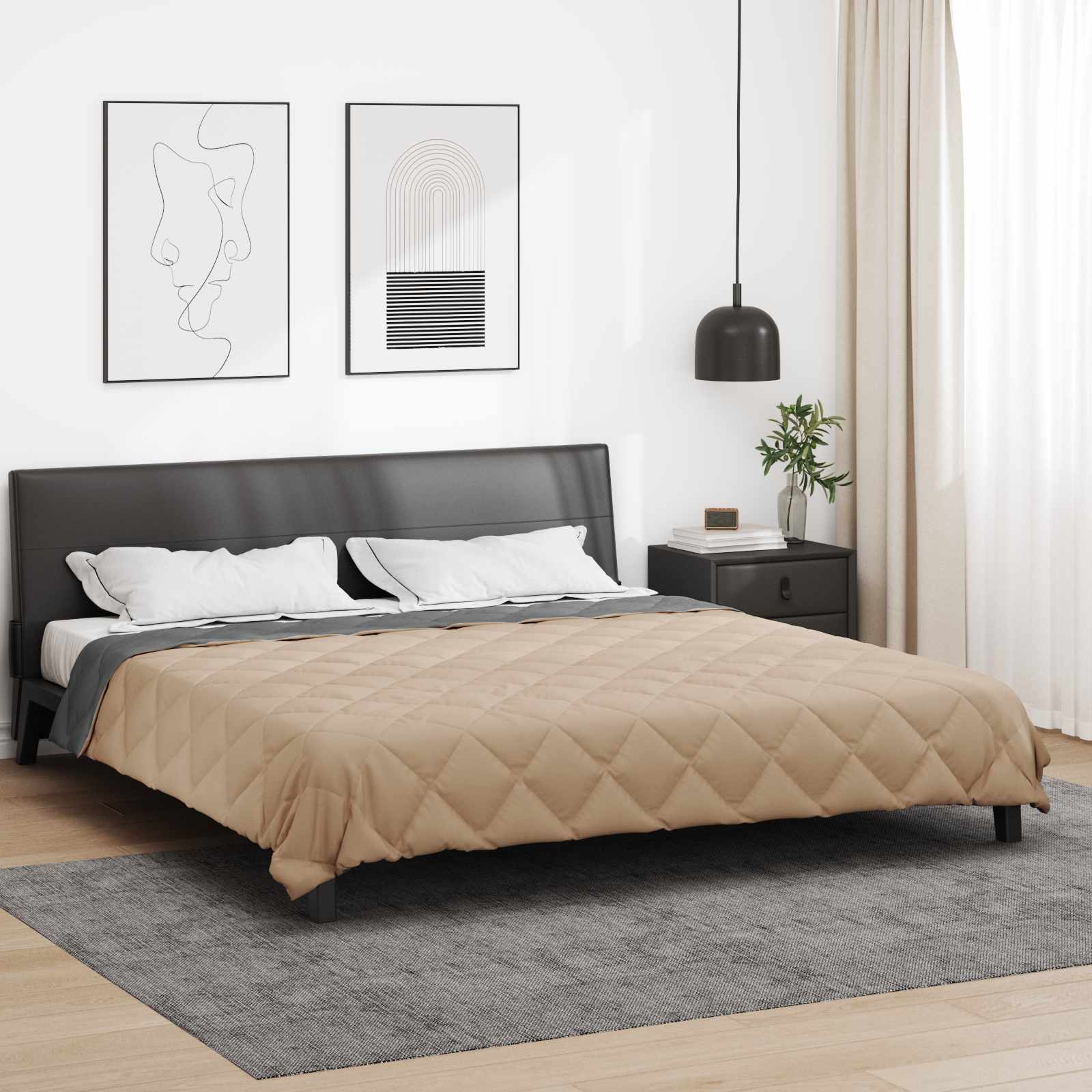 vidaXL Letni Kołdra Antracyt i Taupe 200 x 200 cm Mikrofibra