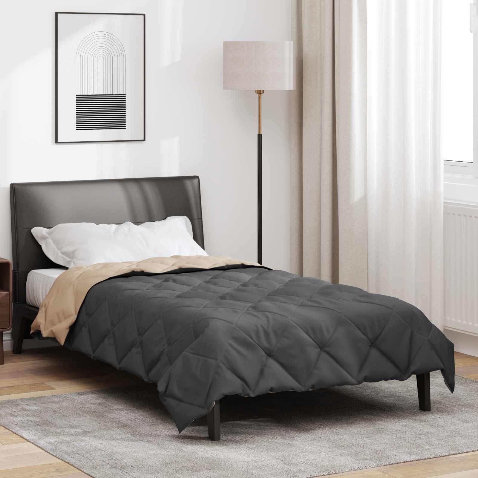 vidaXL Letni Kołdra Antracyt i Taupe 220 x 155 cm Mikrofibra