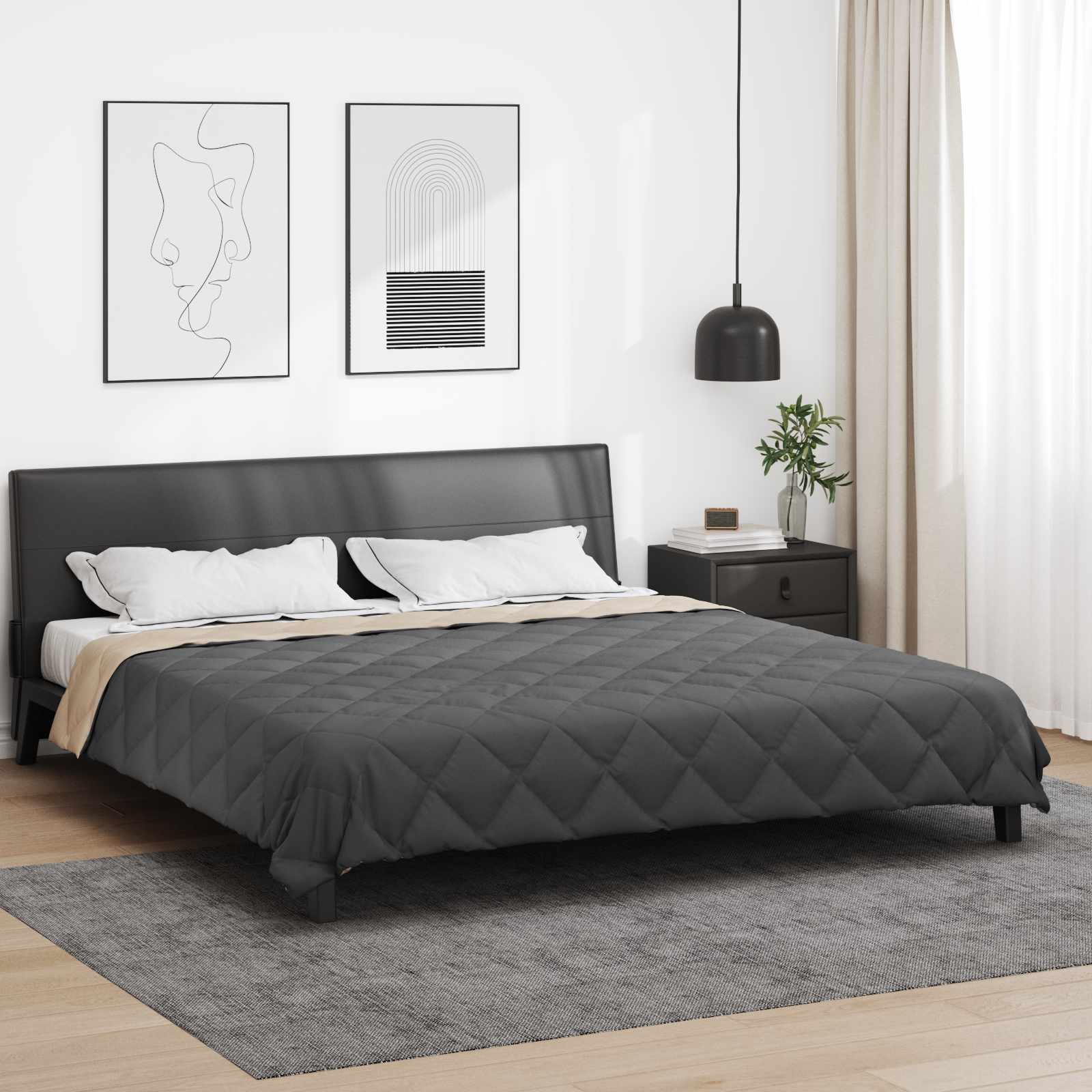 vidaXL Letni Kołdra Antracyt i Taupe 220 x 200 cm Mikrofibra