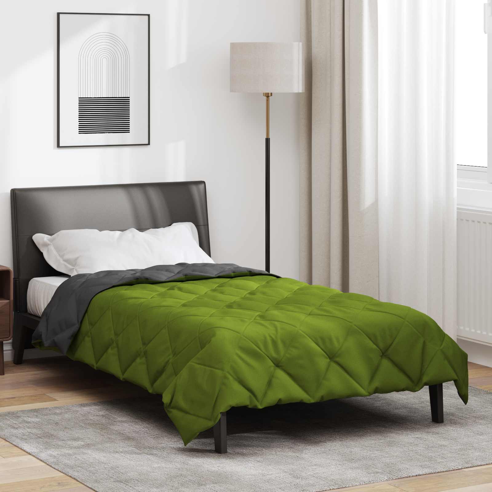 vidaXL Letni Kołdra Zielony i Antracyt 200 x 155 cm Mikrofibra
