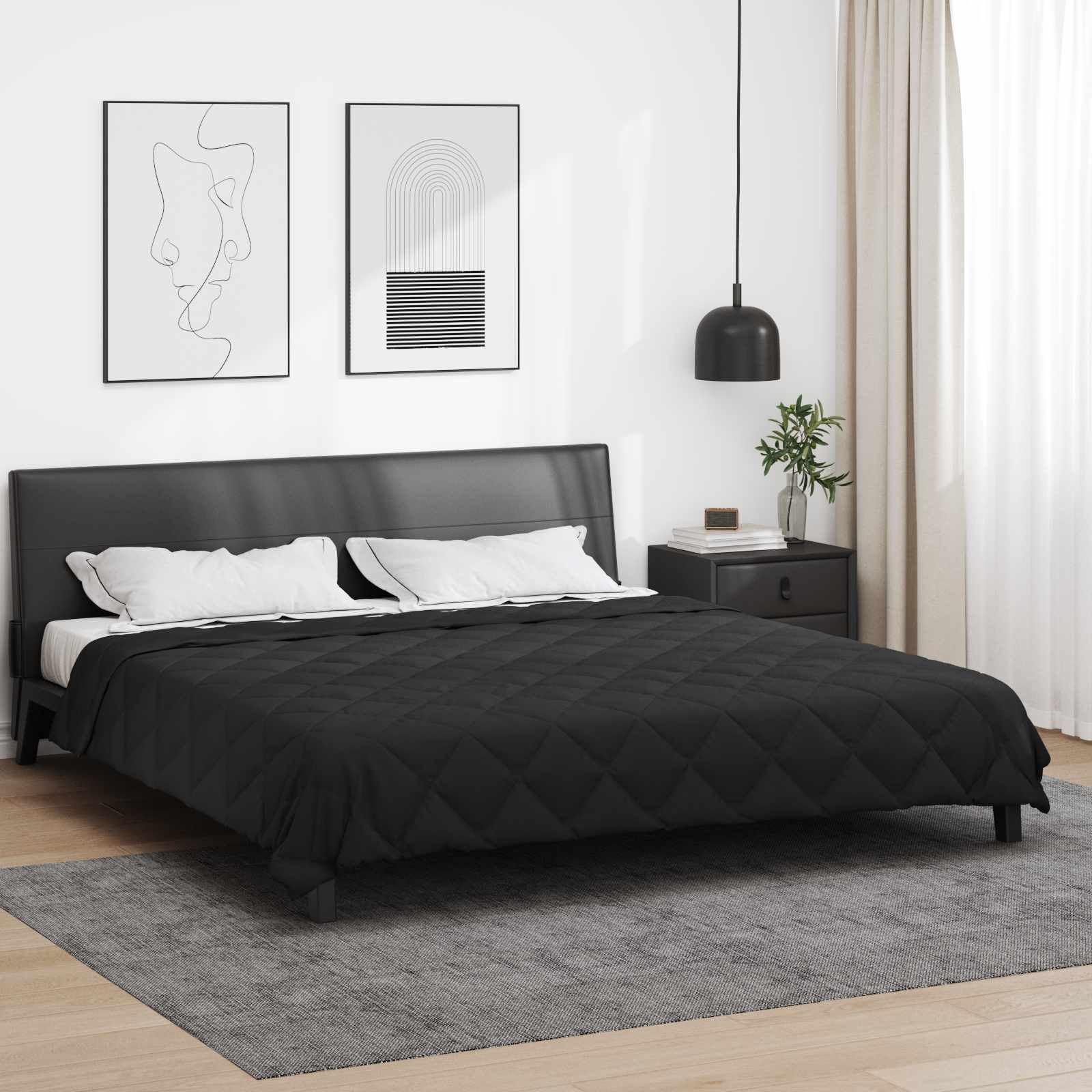 vidaXL Letni Kołdra Czarny 220 x 260 cm Mikrofibra