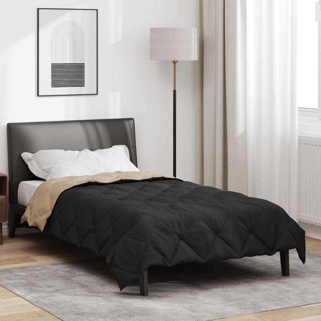 vidaXL Letni Kołdra Czarny i Taupe 200 x 155 cm Mikrofibra