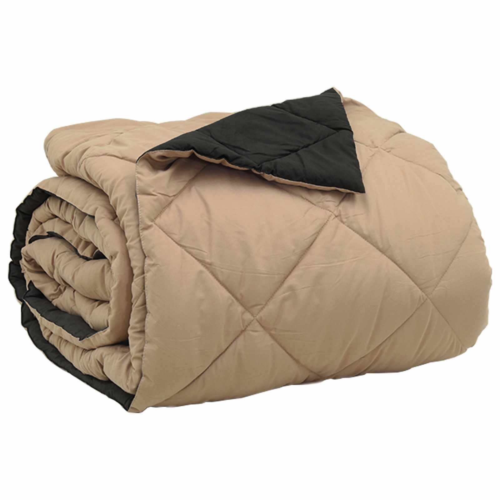 vidaXL Letni Kołdra Czarny i Taupe 240 x 260 cm Mikrofibra