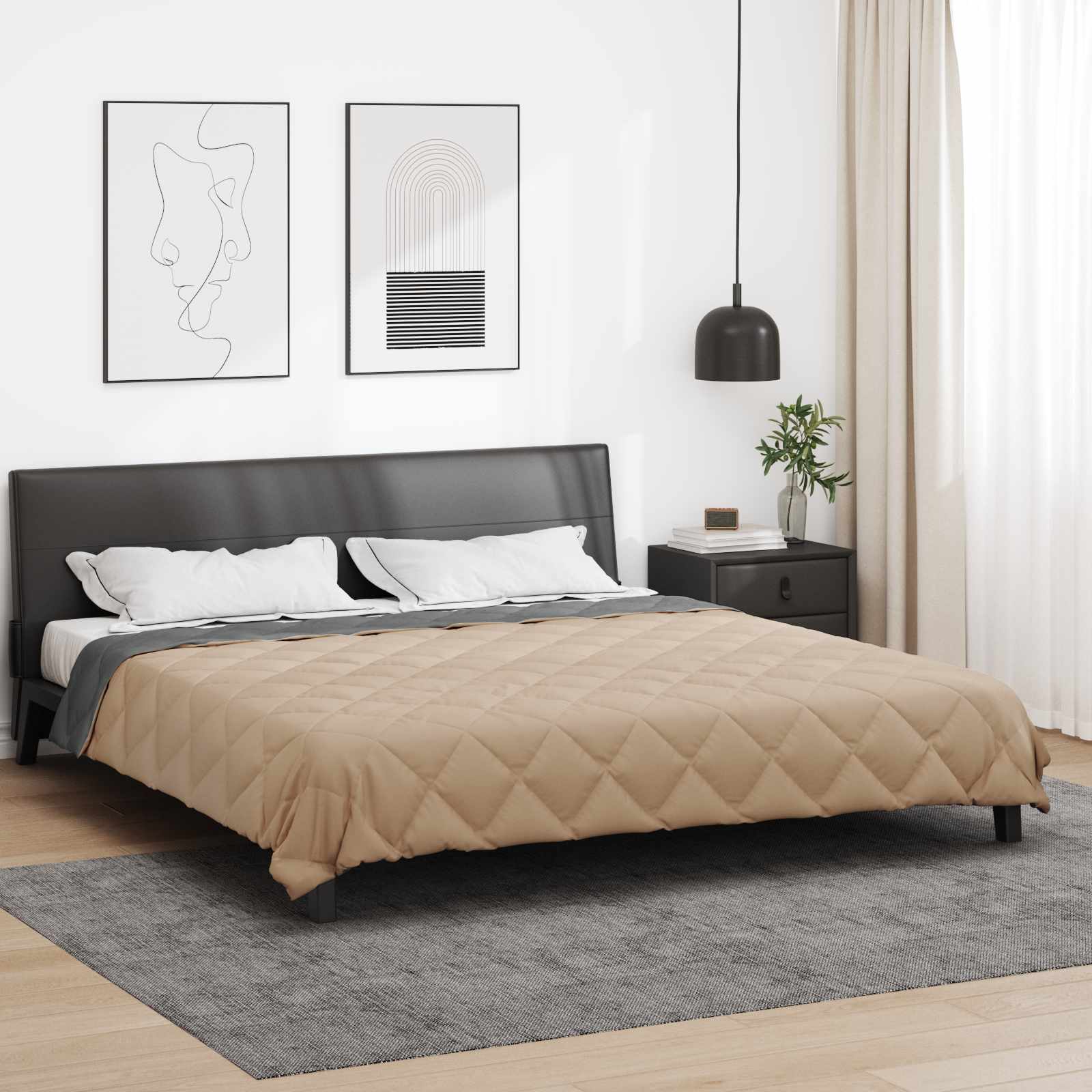 vidaXL Kołdra na cały rok Antracyt i Taupe 200 x 220 cm Mikrofibra