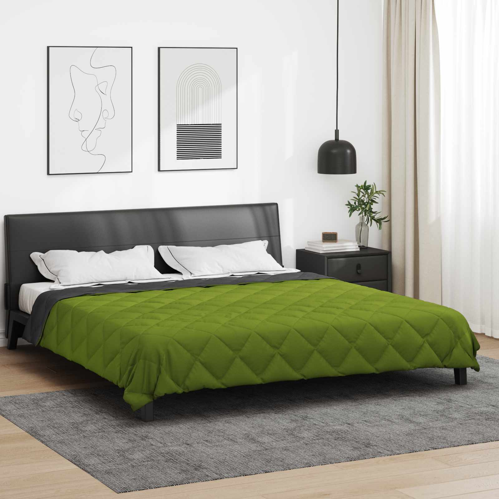 vidaXL Kołdra na cały rok Zielony i Antracyt 200 x 200 cm Mikrofibra