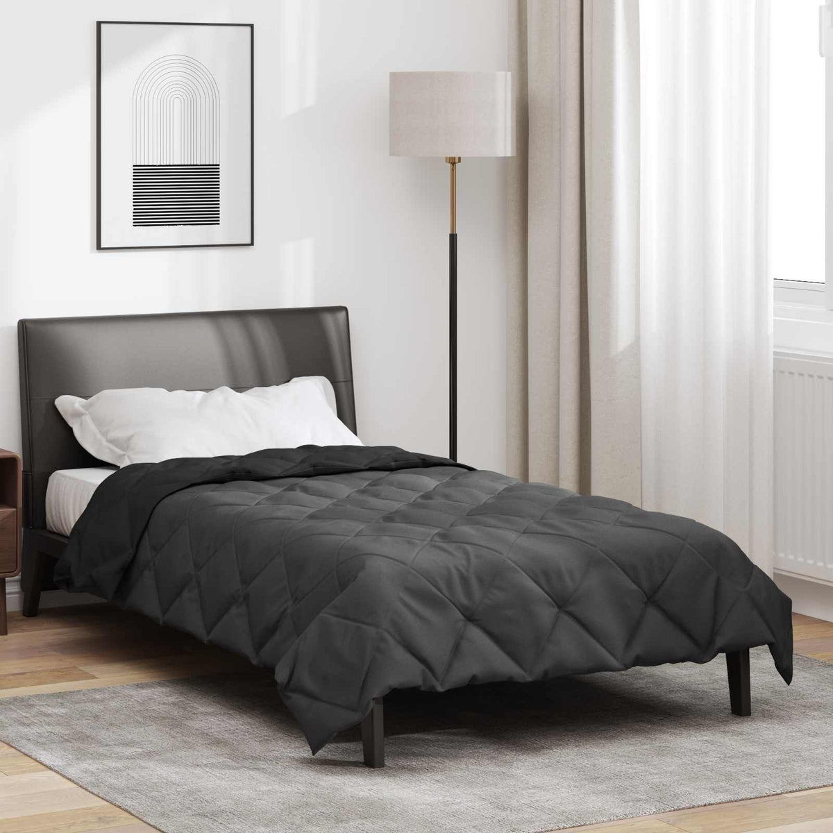 vidaXL Kołdra na cały rok Czarny i antracyt 155 x 200 cm Mikrofibra