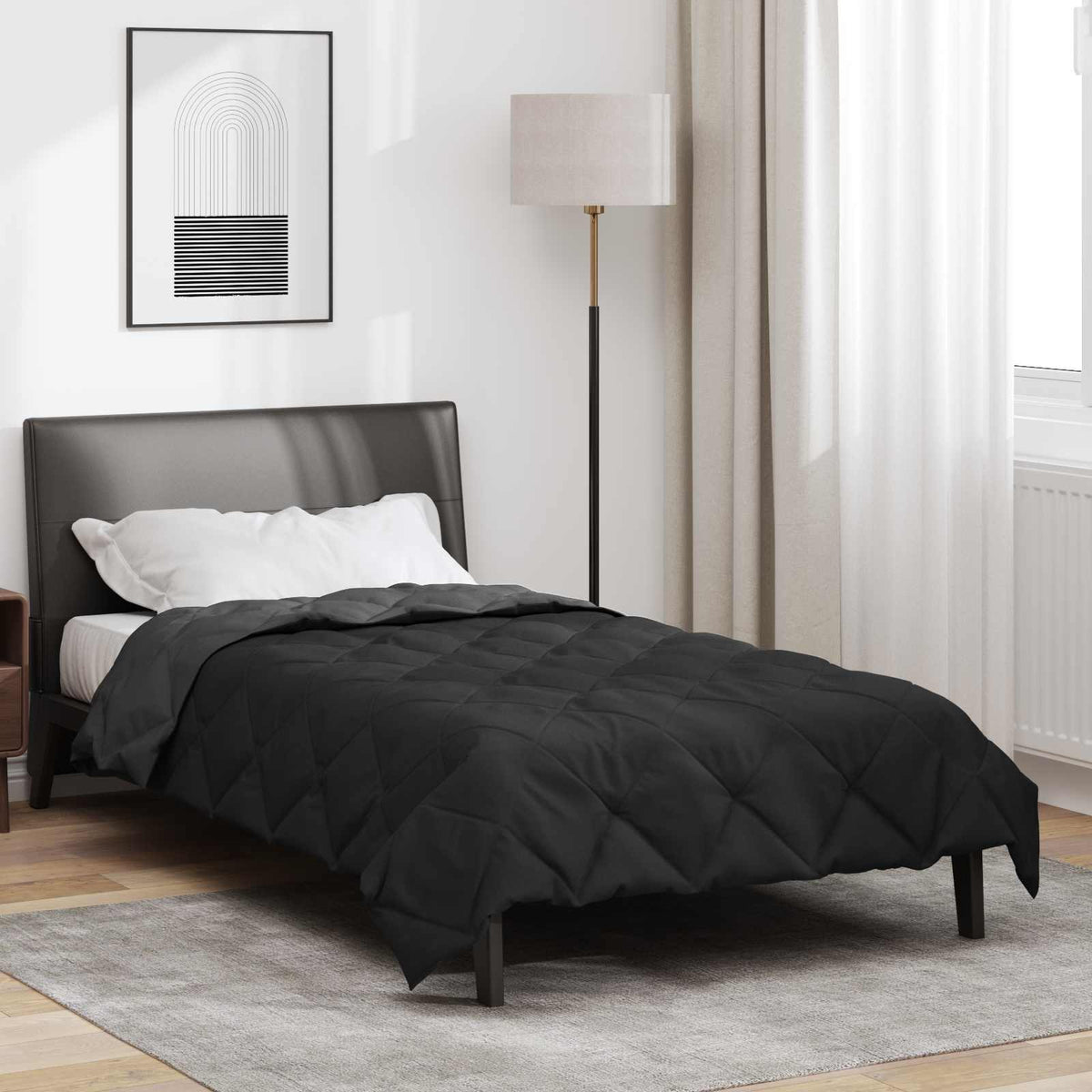 vidaXL Kołdra na cały rok Czarny i antracyt 155 x 200 cm Mikrofibra