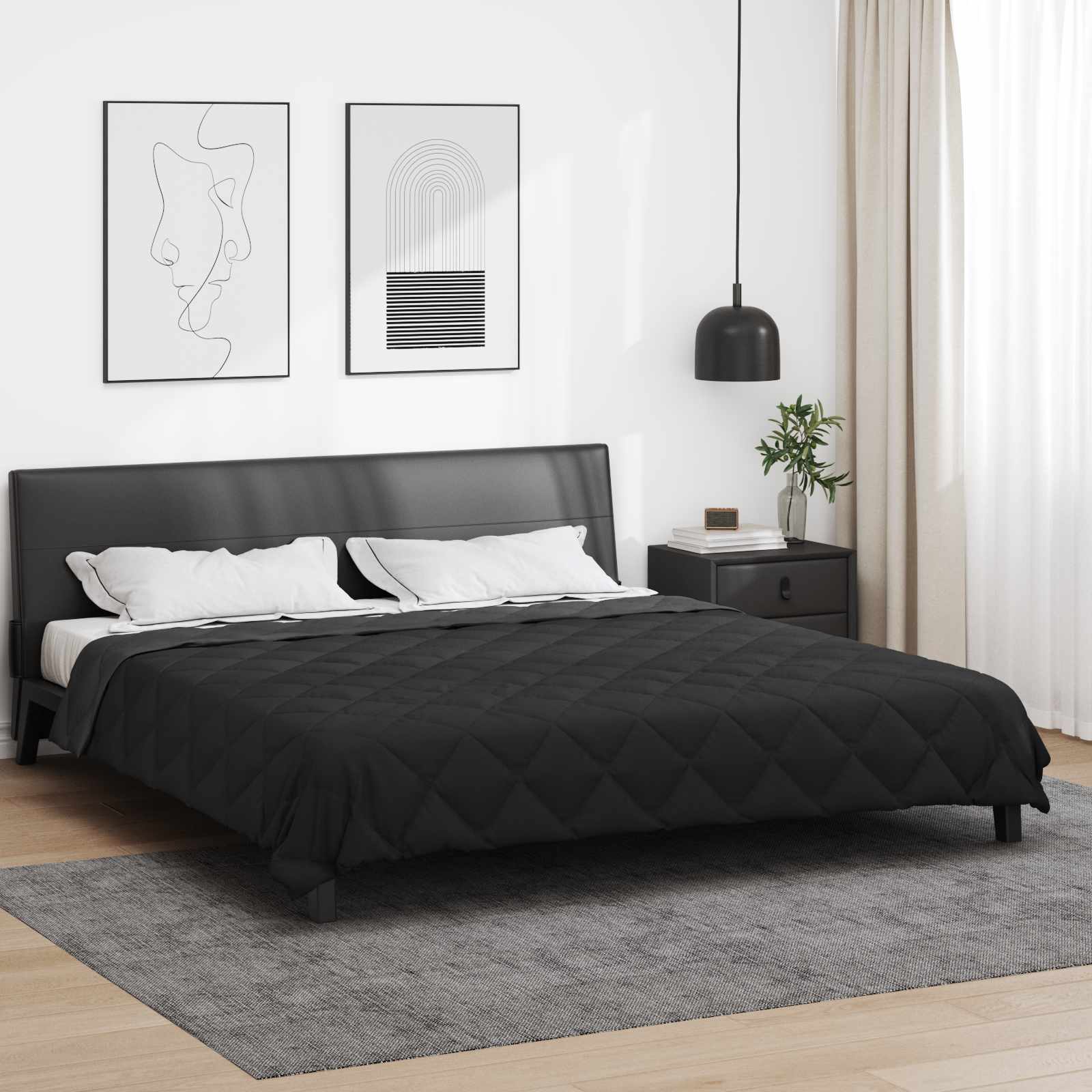 vidaXL Kołdra na cały rok Czarny i antracyt 200 x 200 cm Mikrofibra