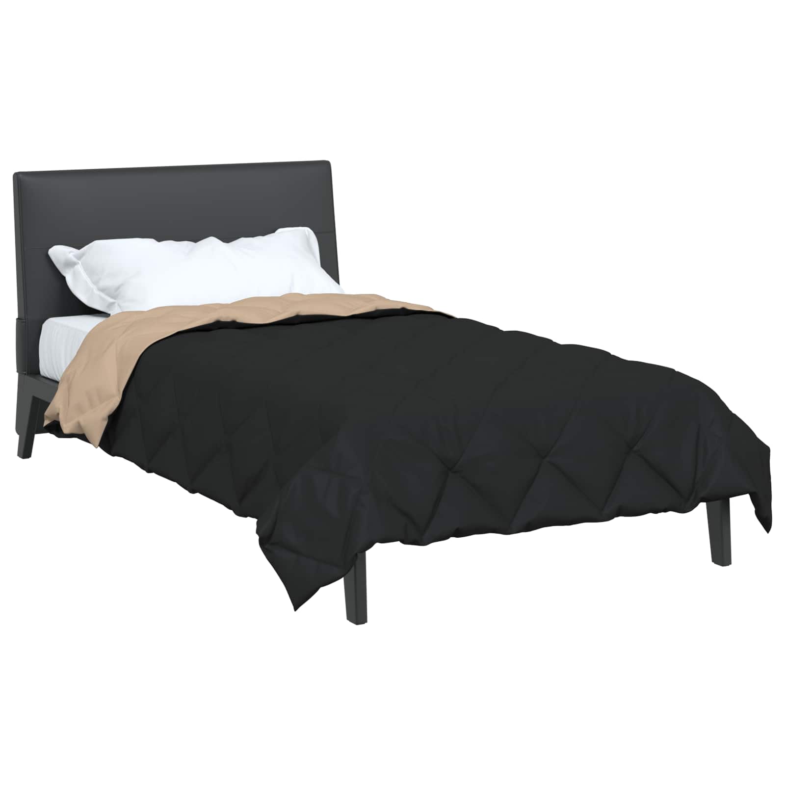 vidaXL Kołdra na cały rok Czarny i Taupe 135 x 200 cm Mikrofibra