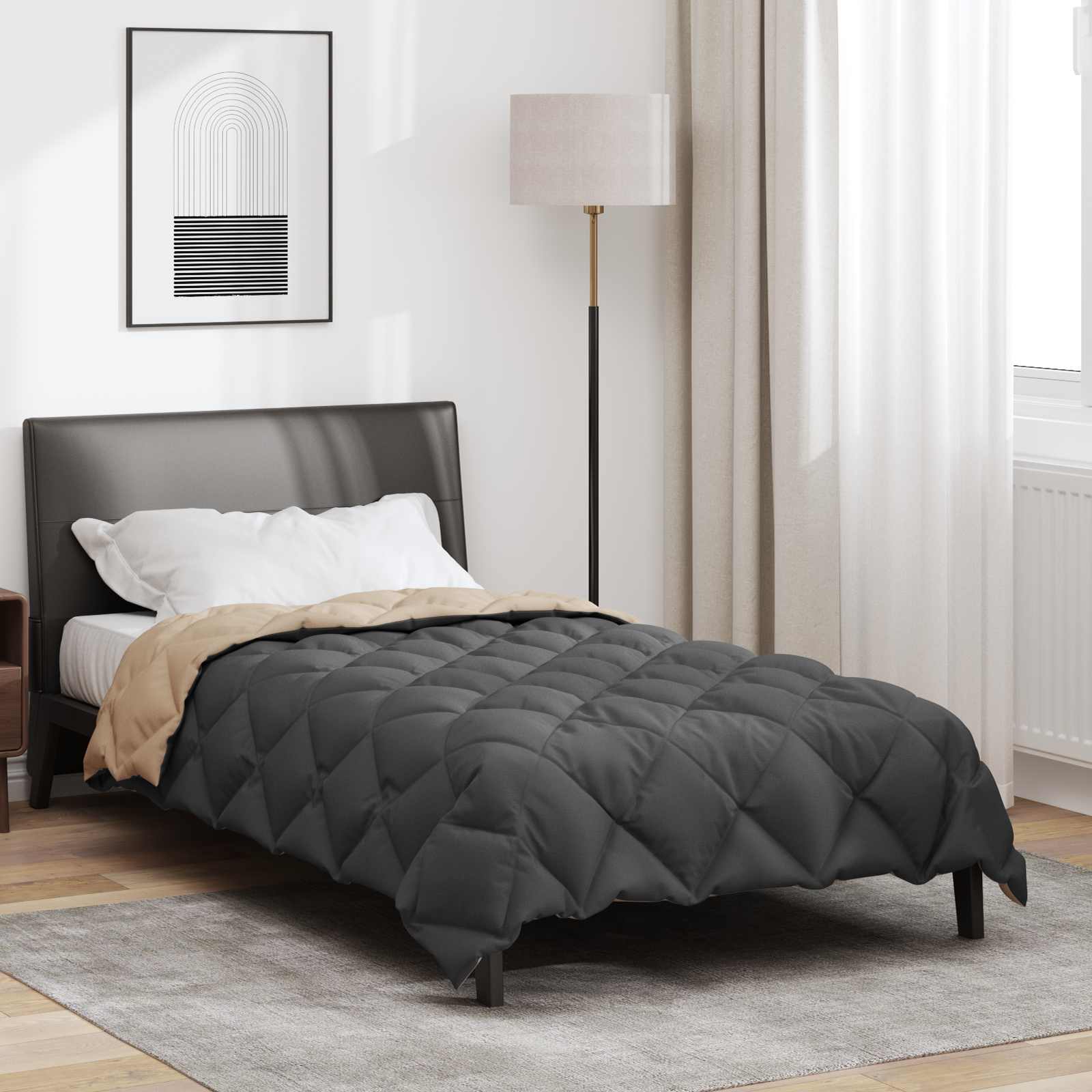 vidaXL Zimowa Kołdra Antracyt i Taupe 140 x 200 cm Mikrofibra