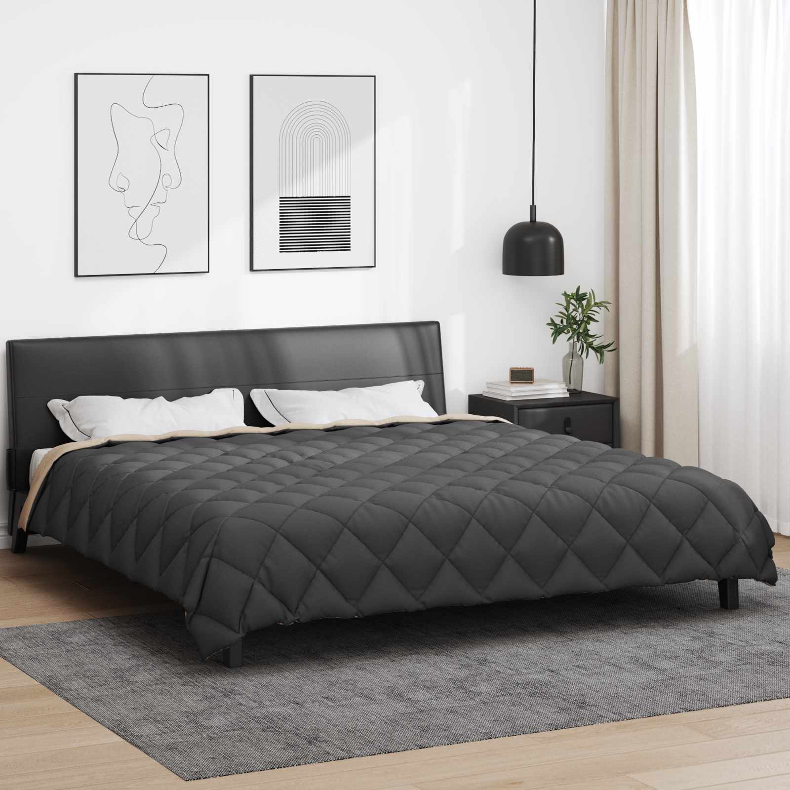 vidaXL Zimowa Kołdra Antracyt i Taupe 200 x 200 cm Mikrofibra