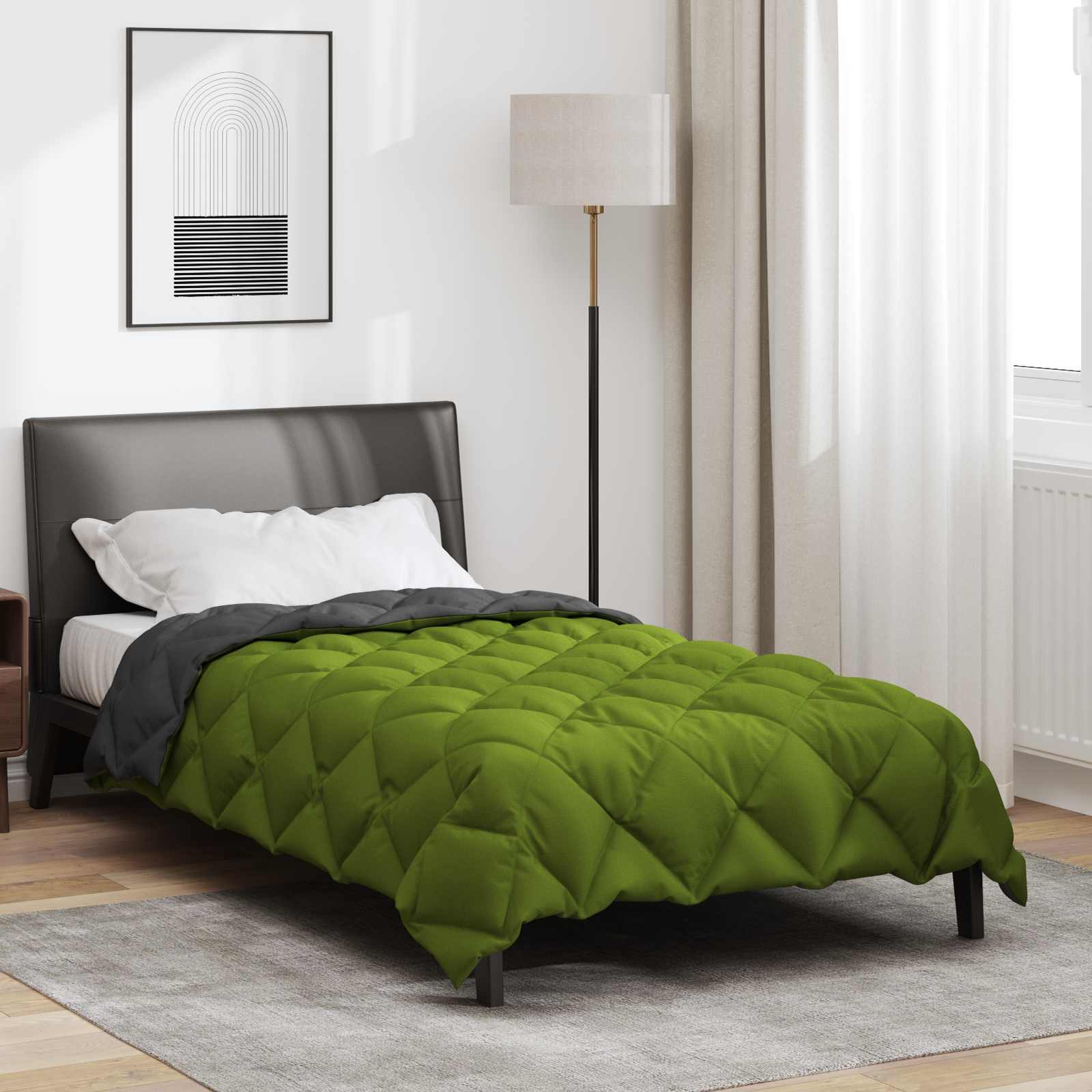 vidaXL Zimowa Kołdra Zielony i Antracyt 155 x 220 cm Mikrofibra