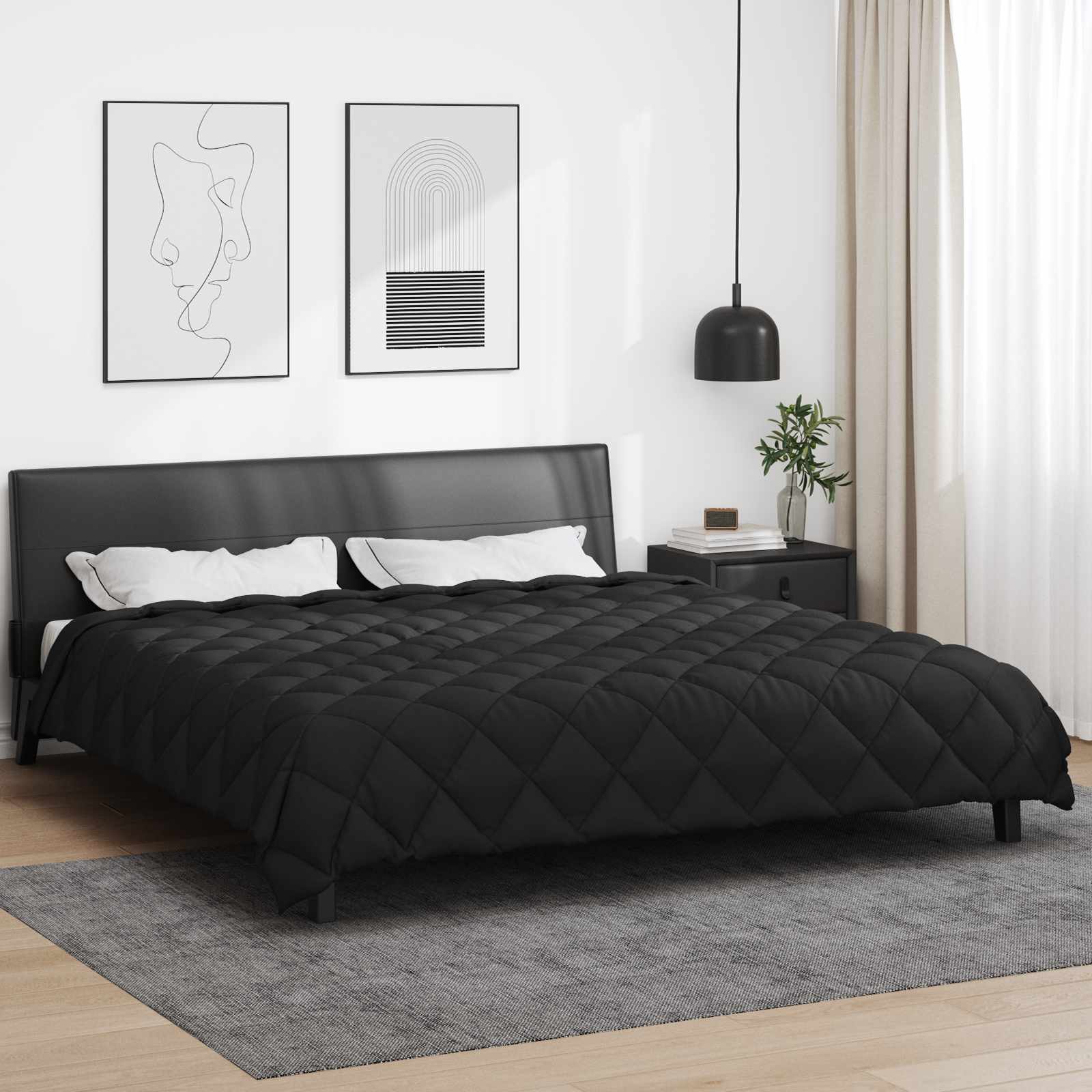 vidaXL Zimowa Kołdra Czarny 220 x 260 cm Mikrofibra