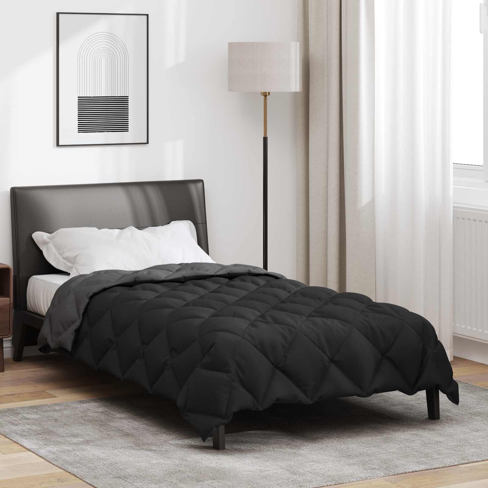 vidaXL Zimowa Kołdra Czarny i antracyt 140 x 200 cm Mikrofibra