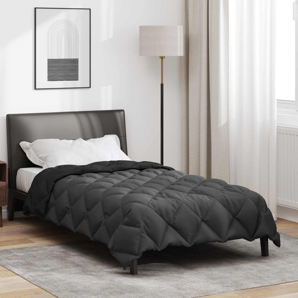 vidaXL Zimowa Kołdra Czarny i antracyt 135 x 220 cm Mikrofibra