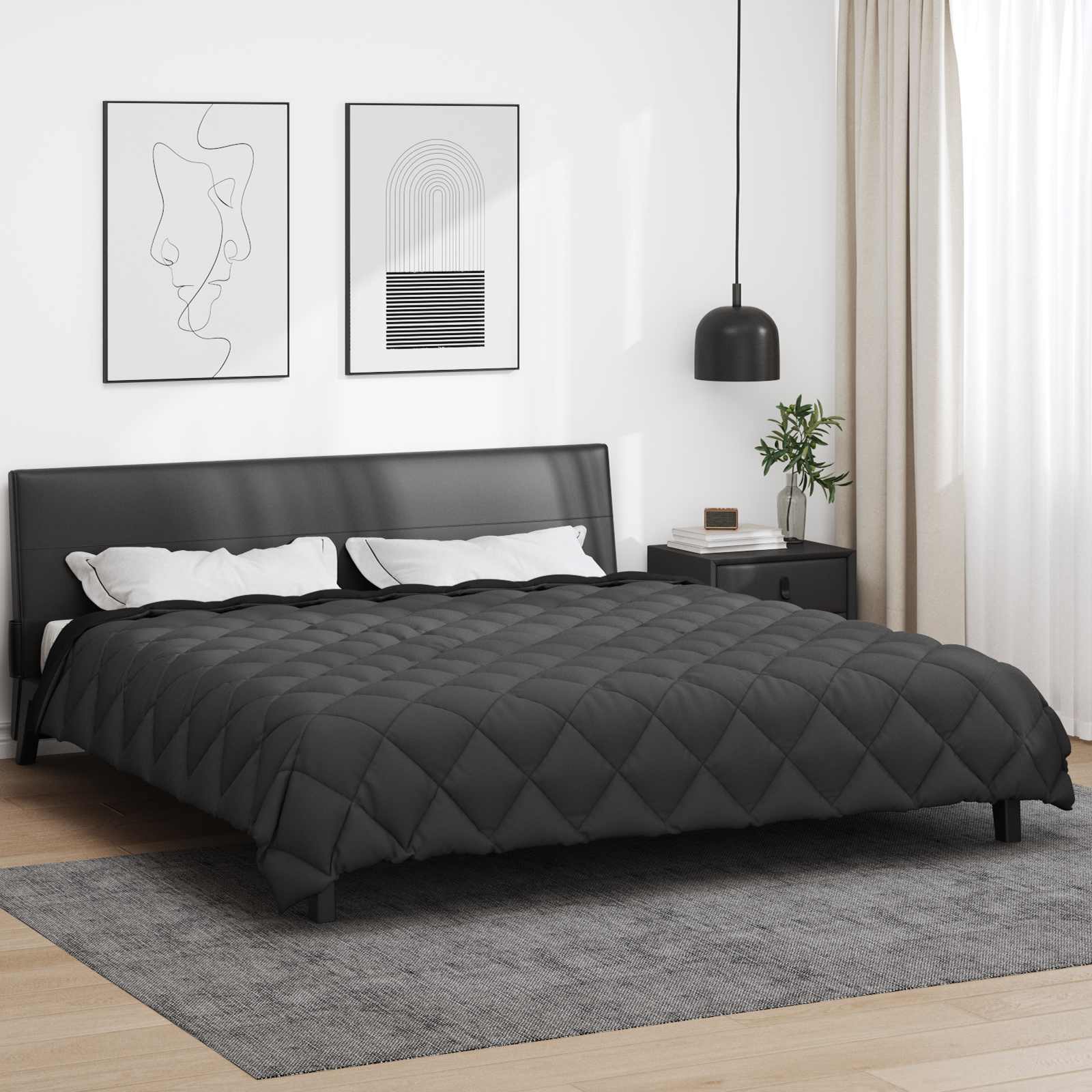 vidaXL Zimowa Kołdra Czarny i antracyt 200 x 220 cm Mikrofibra