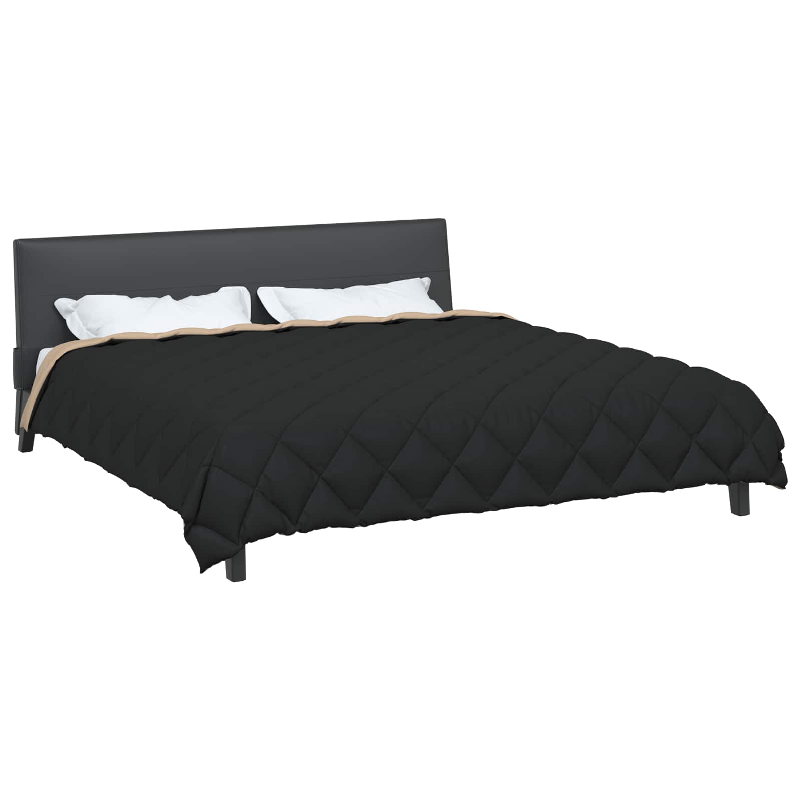 vidaXL Zimowa Kołdra Czarny i Taupe 200 x 200 cm Mikrofibra