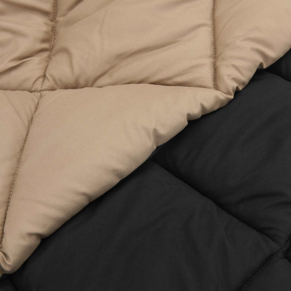 vidaXL Zimowa Kołdra Czarny i Taupe 200 x 220 cm Mikrofibra
