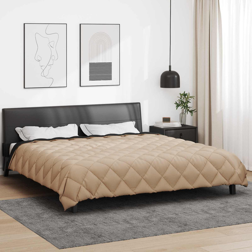 vidaXL Zimowa Kołdra Czarny i Taupe 200 x 220 cm Mikrofibra