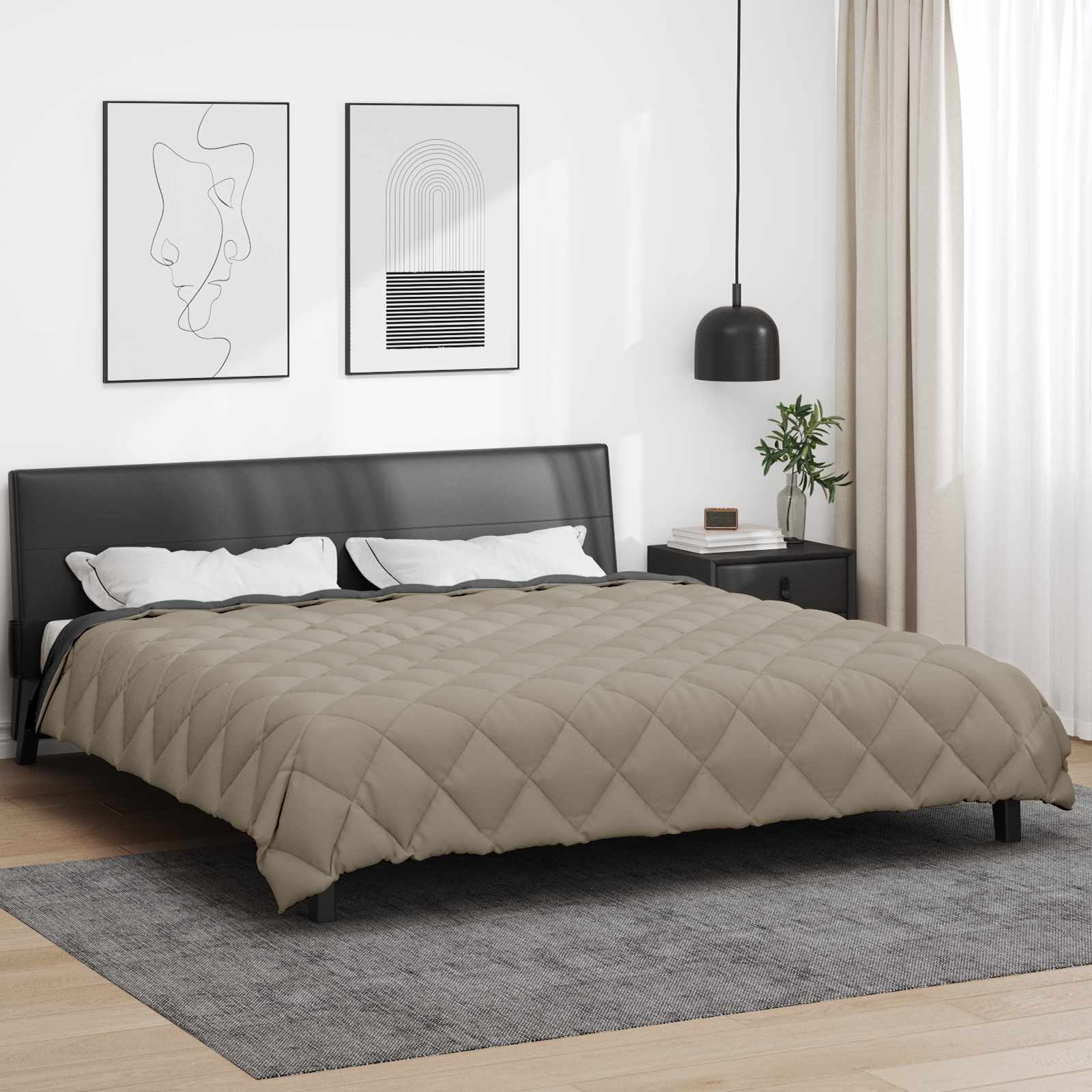 vidaXL Zimowa Kołdra Jasnoszary i antracytowy 200 x 200 cm Mikrofibra