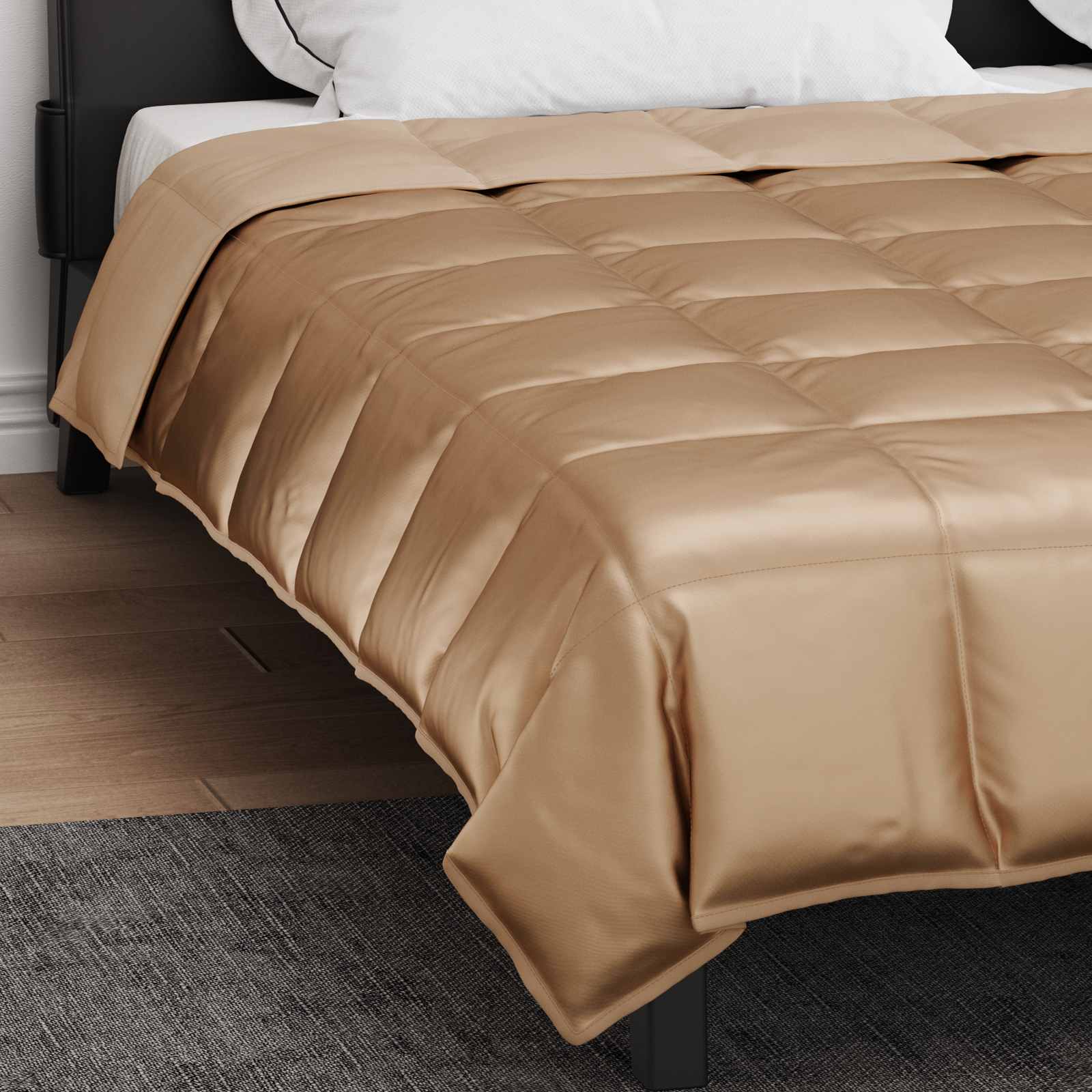vidaXL Letni Kołdra złoty 200 x 240 cm Satyna i Mikrofibra