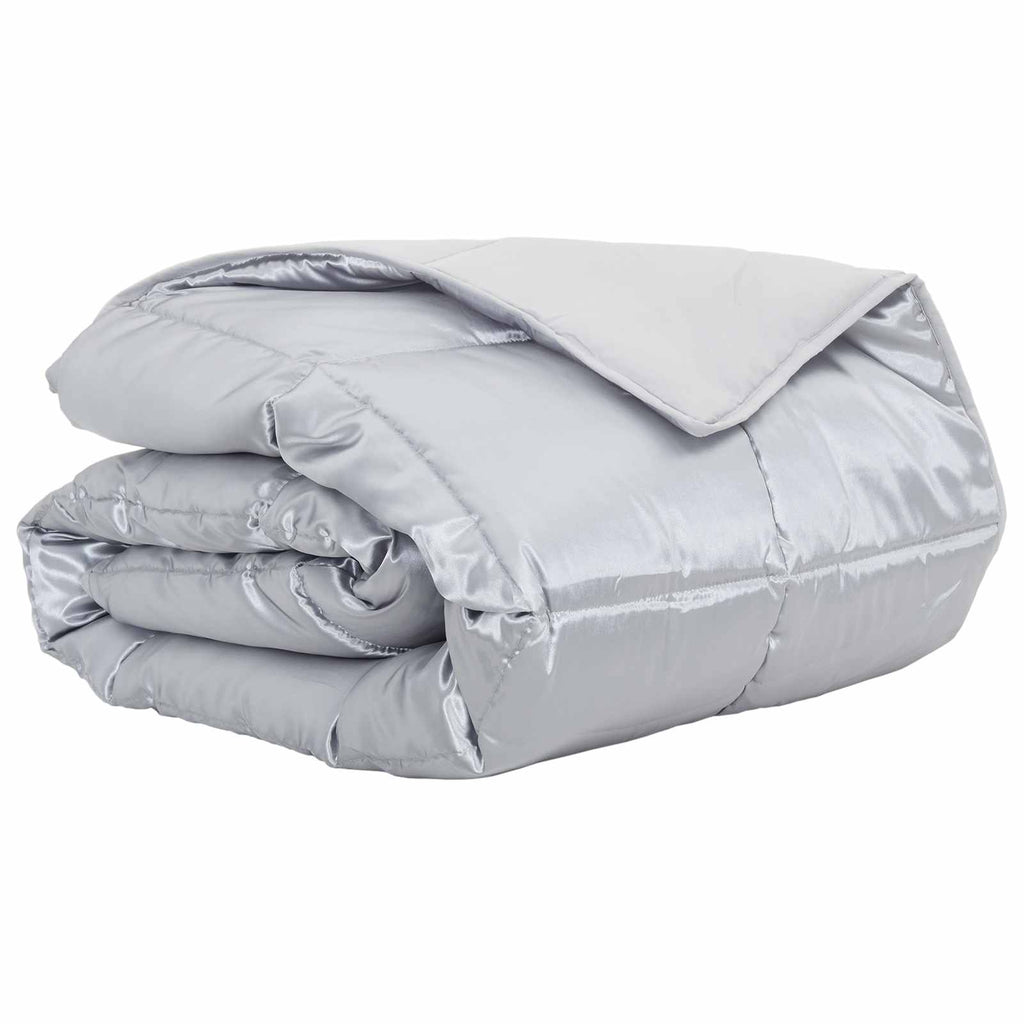 vidaXL Letni Kołdra Srebrny 220 x 260 cm Satyna i Mikrofibra