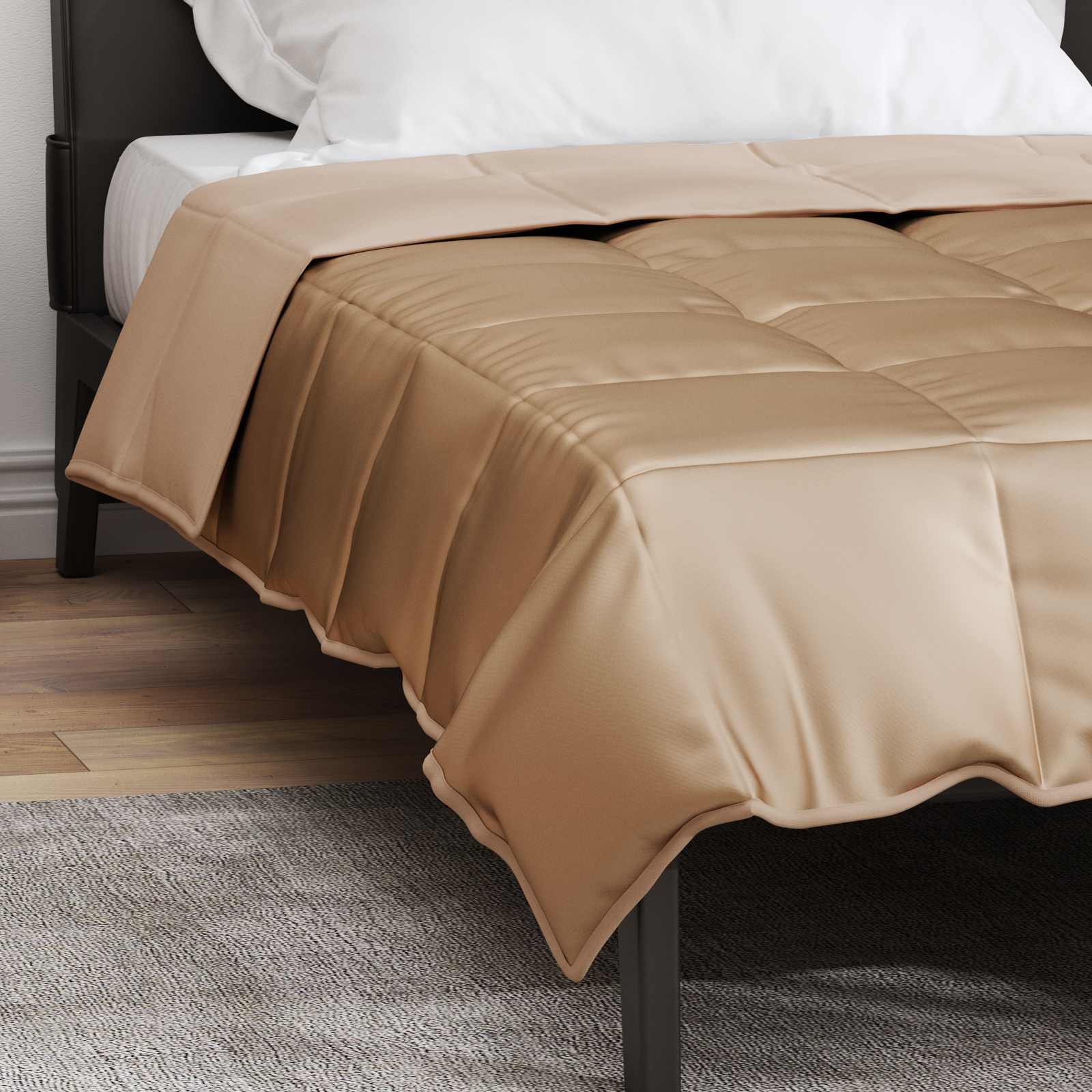 vidaXL Kołdra na cały rok złoty 155 x 220 cm Satyna i Mikrofibra