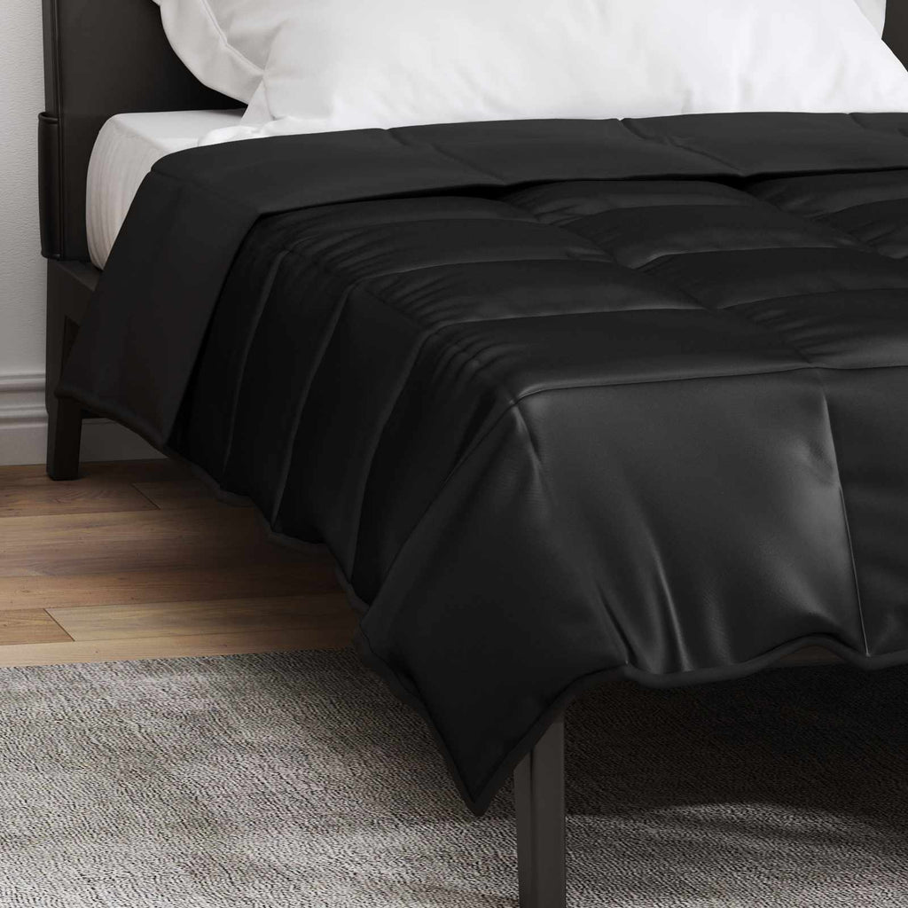 vidaXL Kołdra na cały rok Czarny 135 x 220 cm Satyna i Mikrofibra