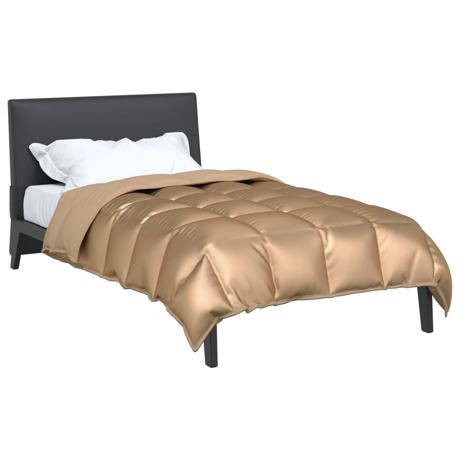 vidaXL Zimowa Kołdra złoty 140 x 200 cm Satyna i Mikrofibra