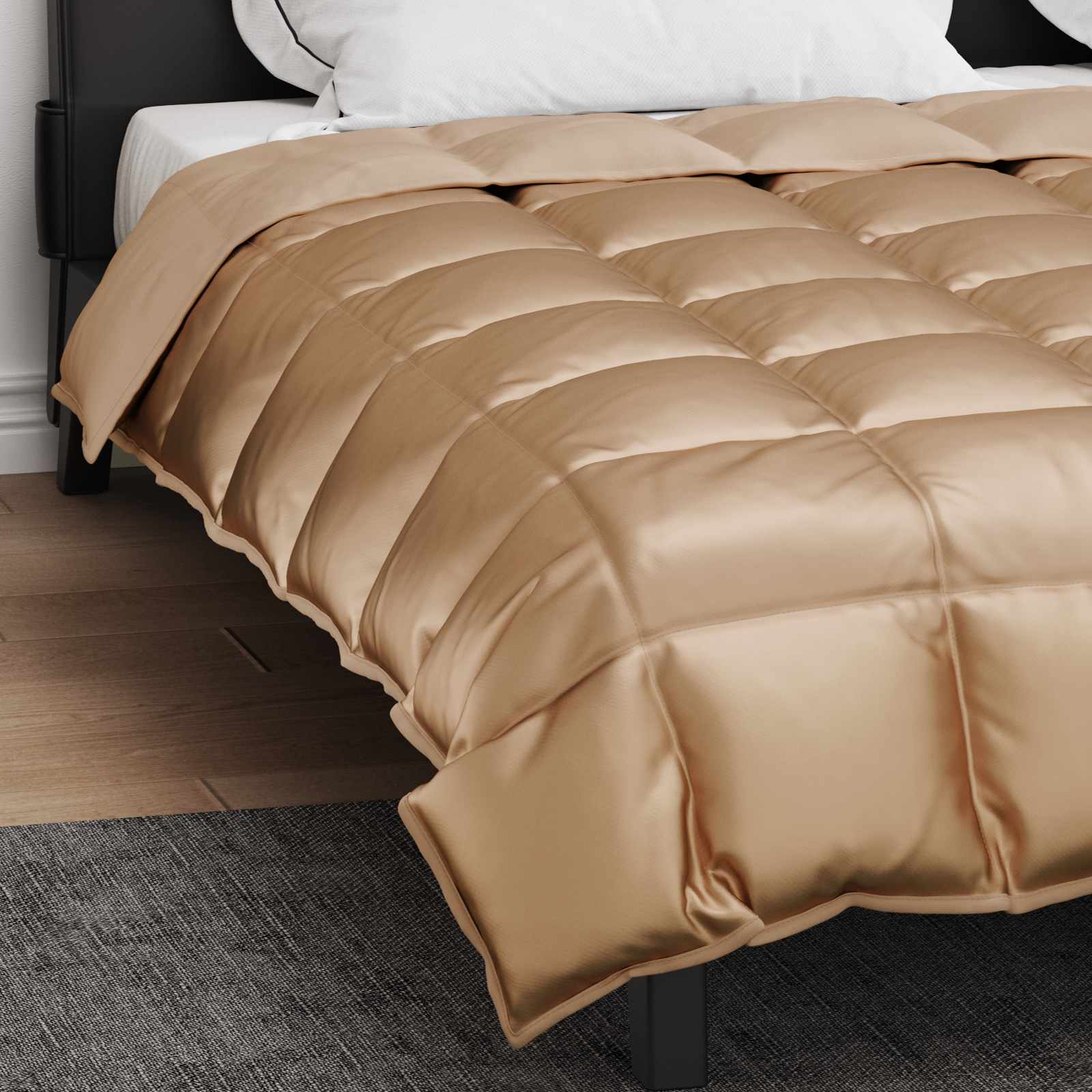 vidaXL Zimowa Kołdra złoty 200 x 240 cm Satyna i Mikrofibra