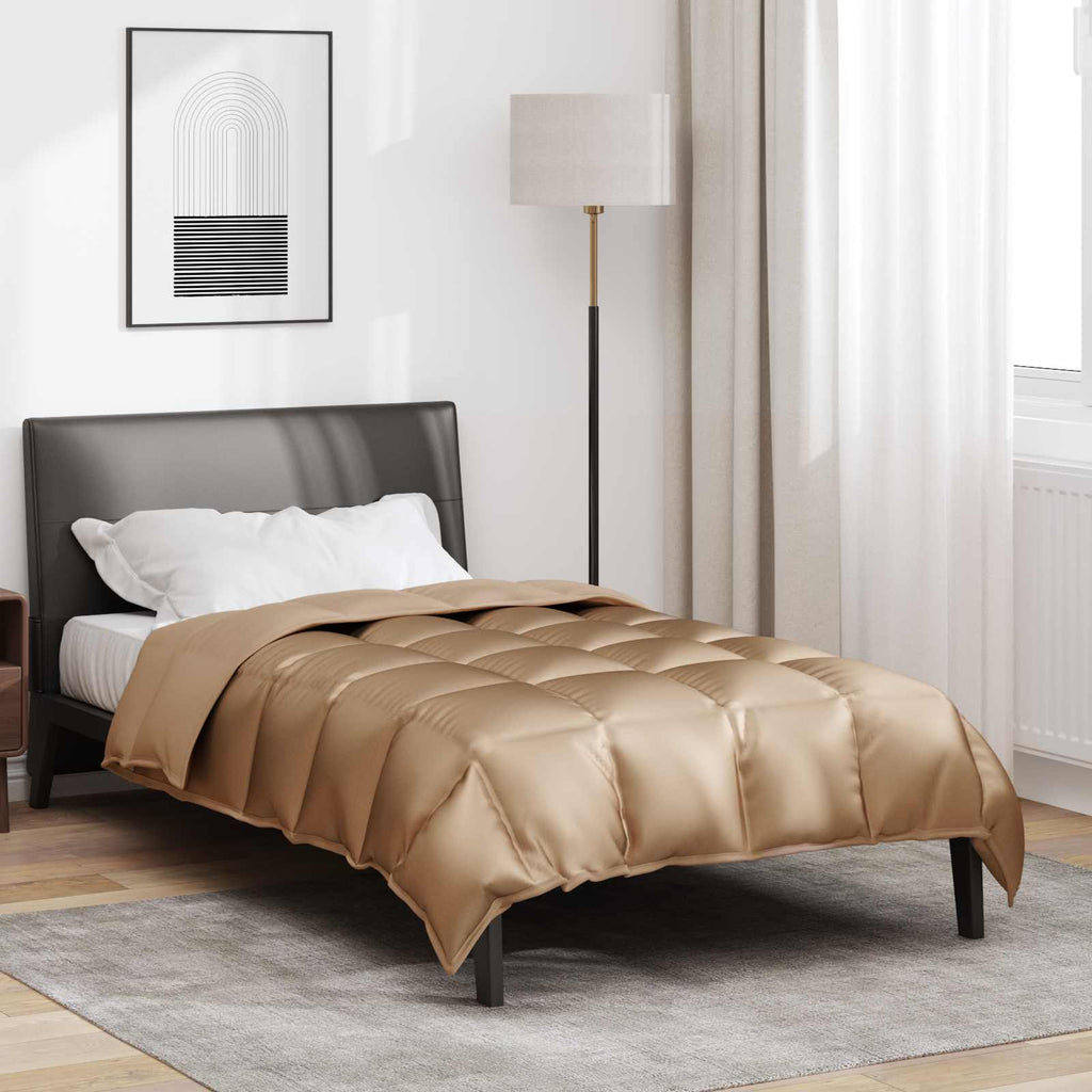 vidaXL Zimowa Kołdra złoty 135 x 220 cm Satyna i Mikrofibra