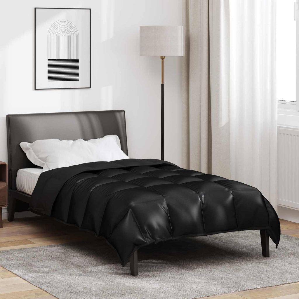 vidaXL Zimowa Kołdra Czarny 155 x 220 cm Satyna i Mikrofibra