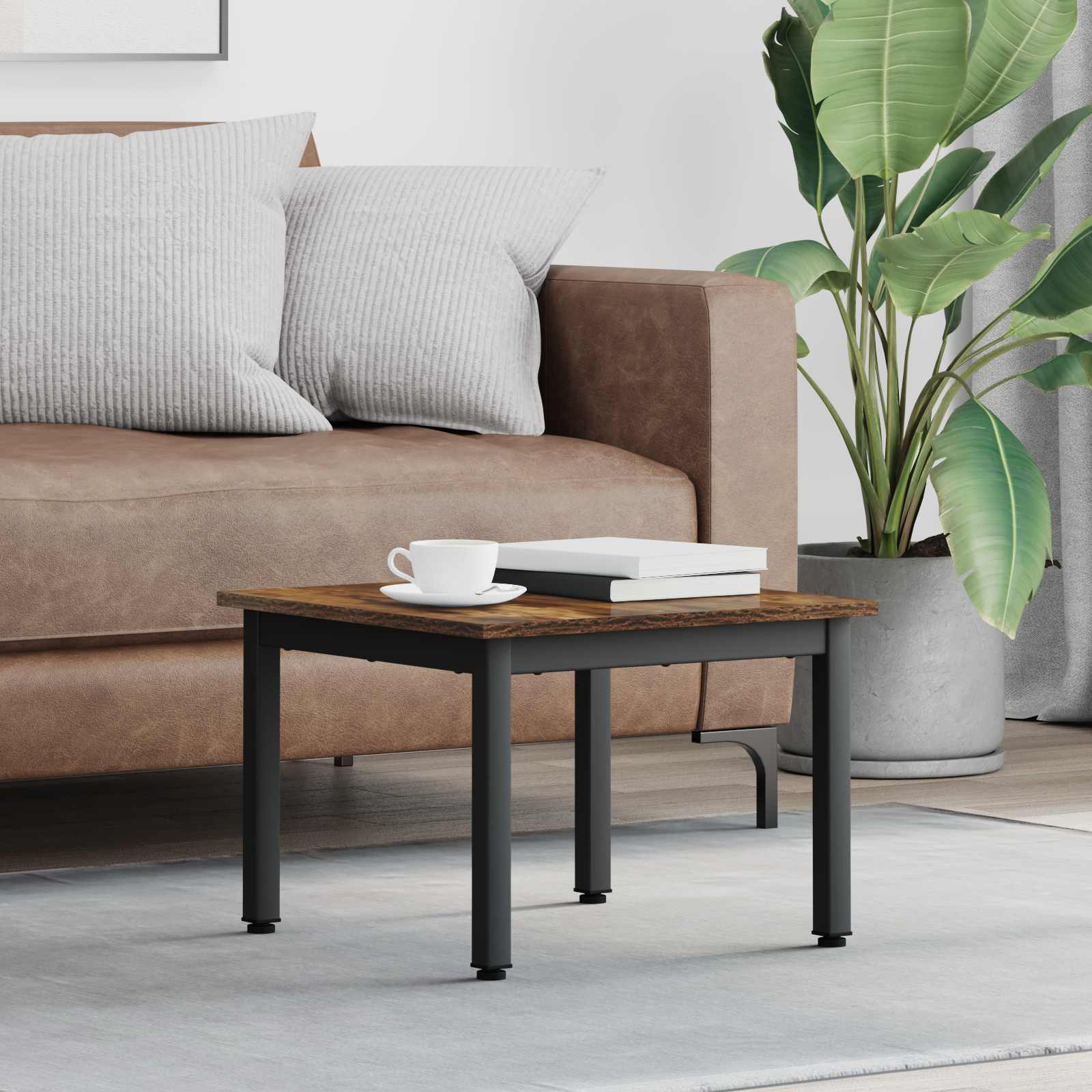 vidaXL Stolik kawowy Dąb dymny 50 x 50 x 36 cm Materiał drewnopochodny