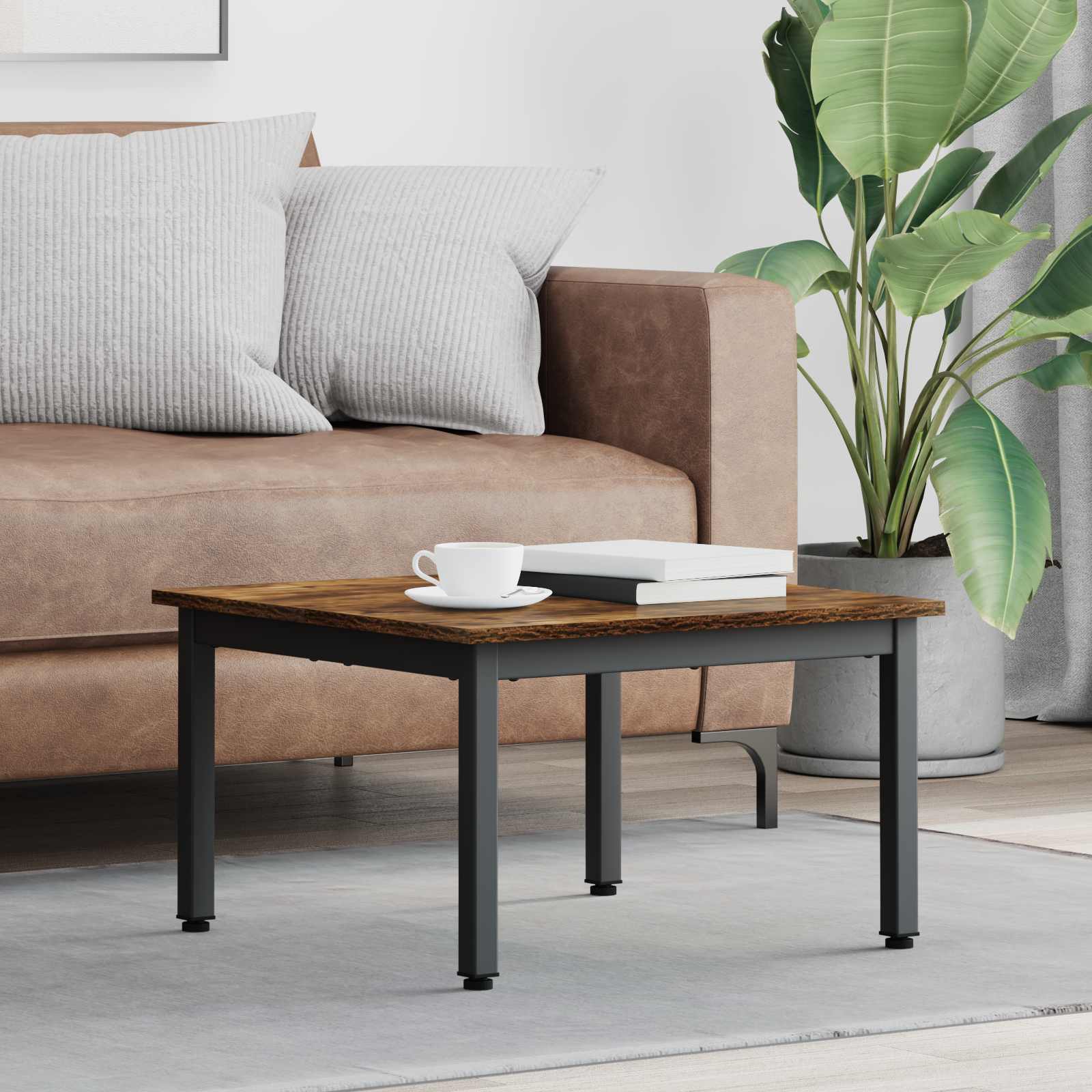 vidaXL Stolik kawowy Dąb dymny 60 x 60 x 36 cm Materiał drewnopochodny