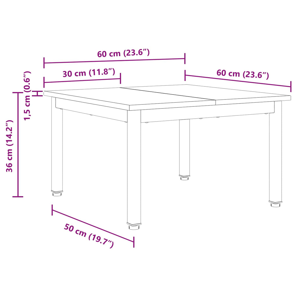 vidaXL Stolik kawowy Szary Sonoma 60 x 60 x 36 cm