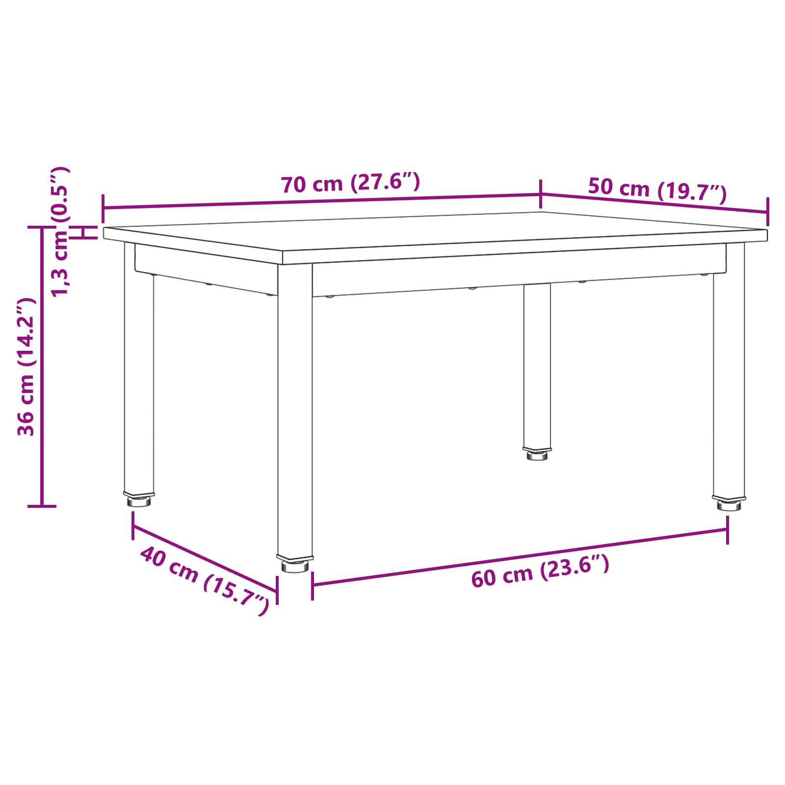 vidaXL Stolik kawowy Szary Sonoma 70 x 50 x 36 cm