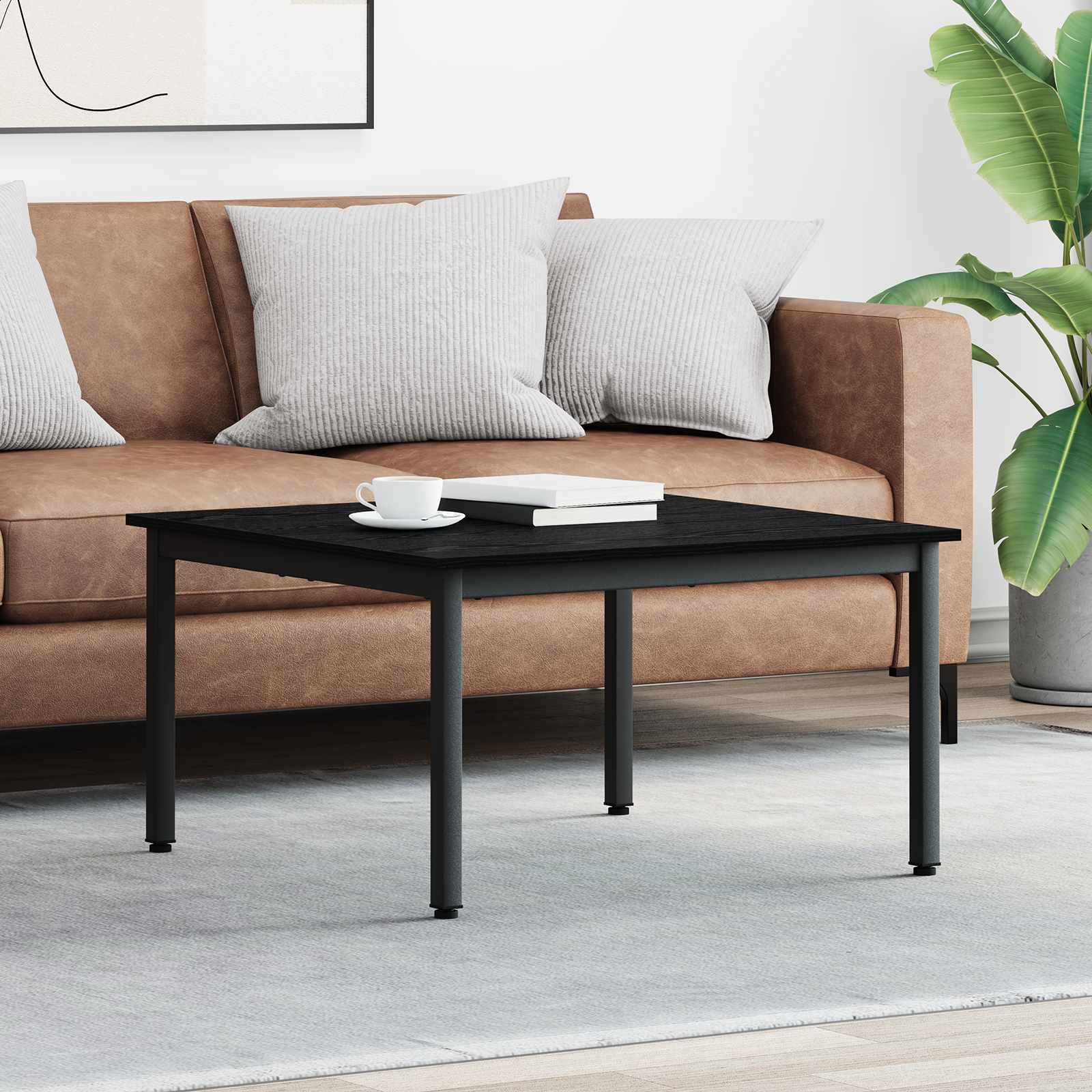 vidaXL Stolik kawowy Czarny Dąb 80 x 80 x 45 cm