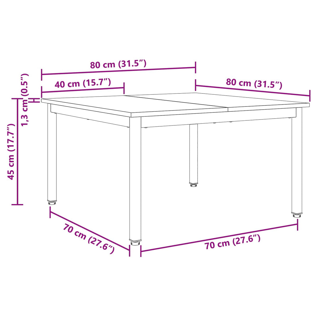 vidaXL Stolik kawowy Szary Sonoma 80 x 80 x 45 cm