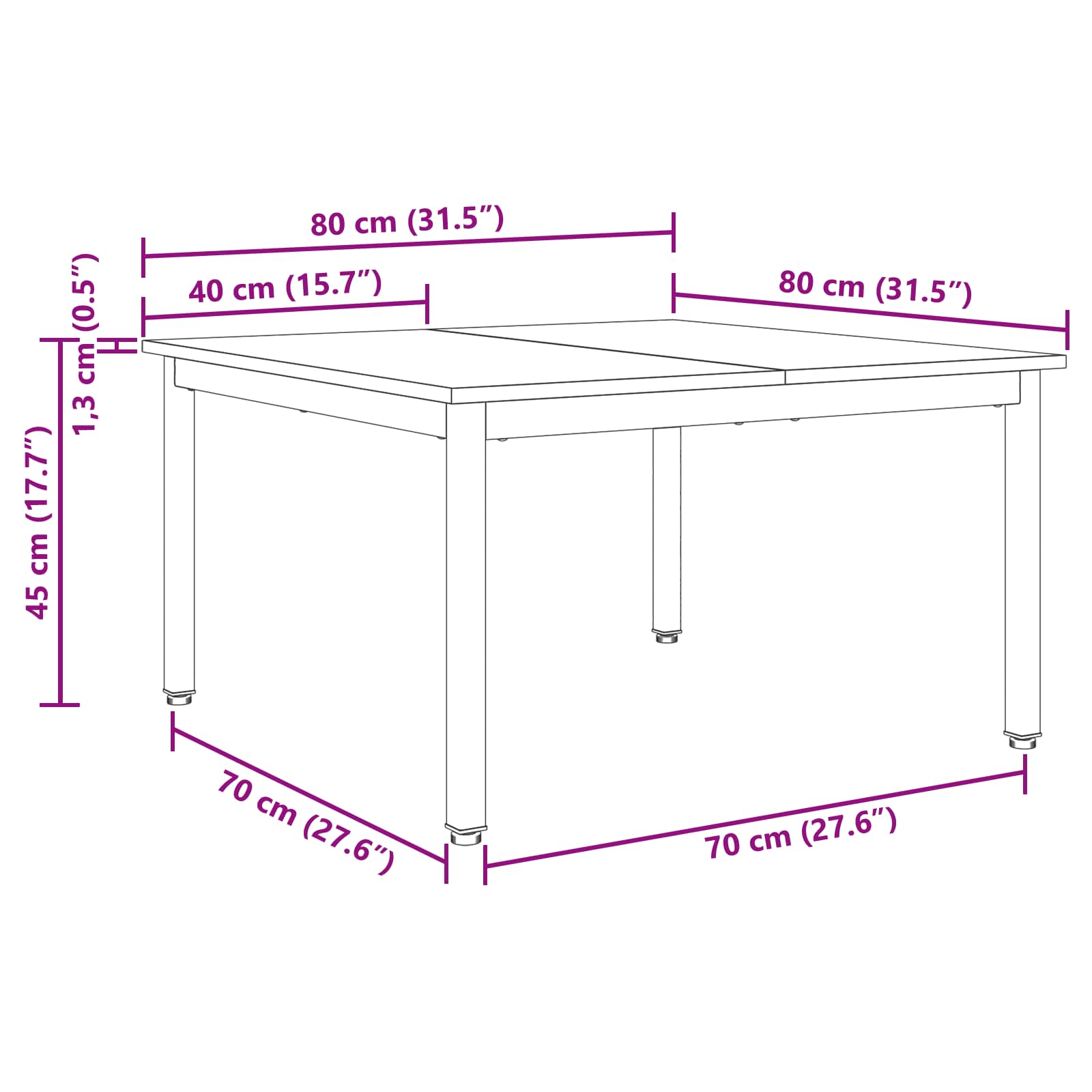 vidaXL Stolik kawowy Stare drewno 80 x 80 x 45 cm