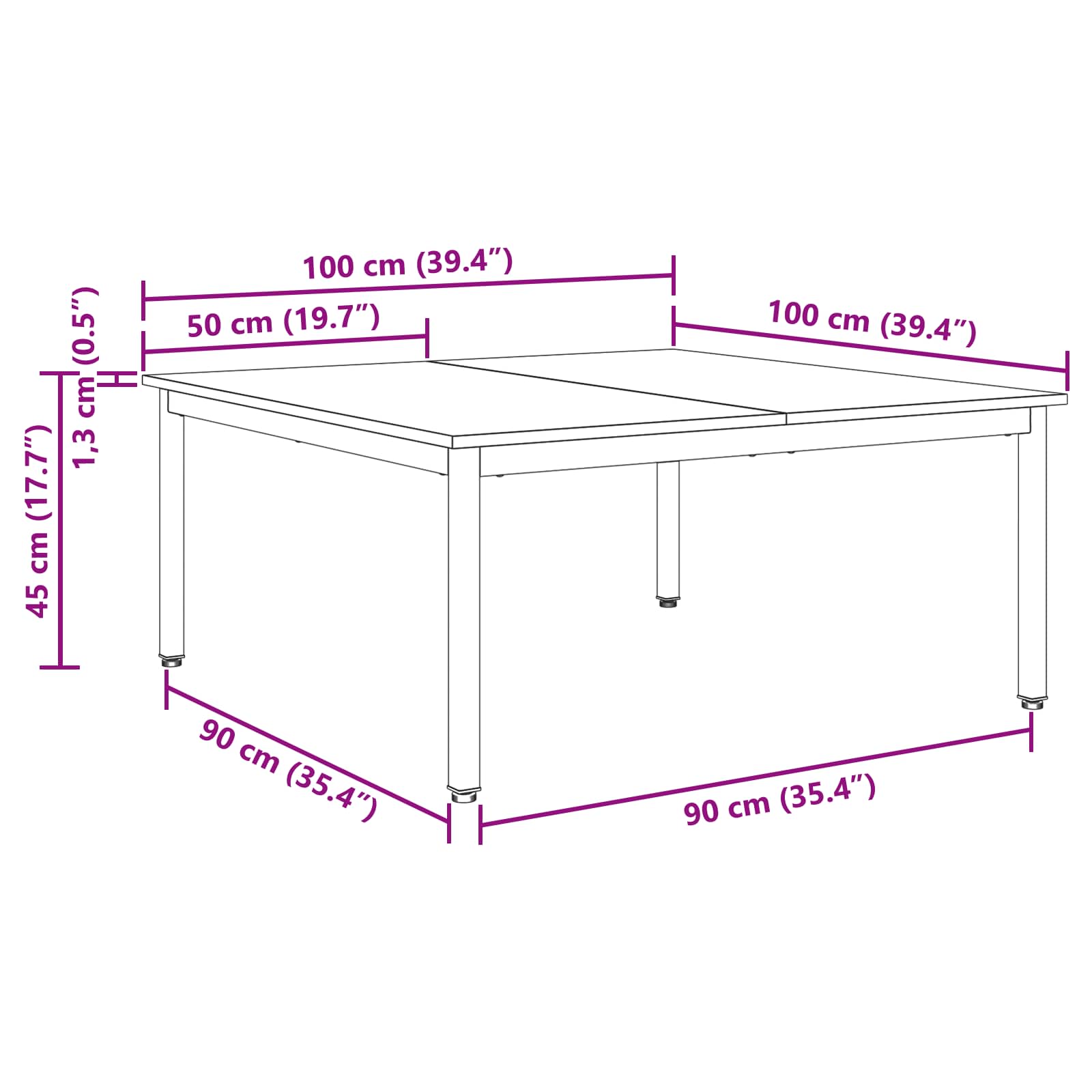 vidaXL Stolik kawowy Dąb rzemieślniczy 100 x 100 x 45 cm