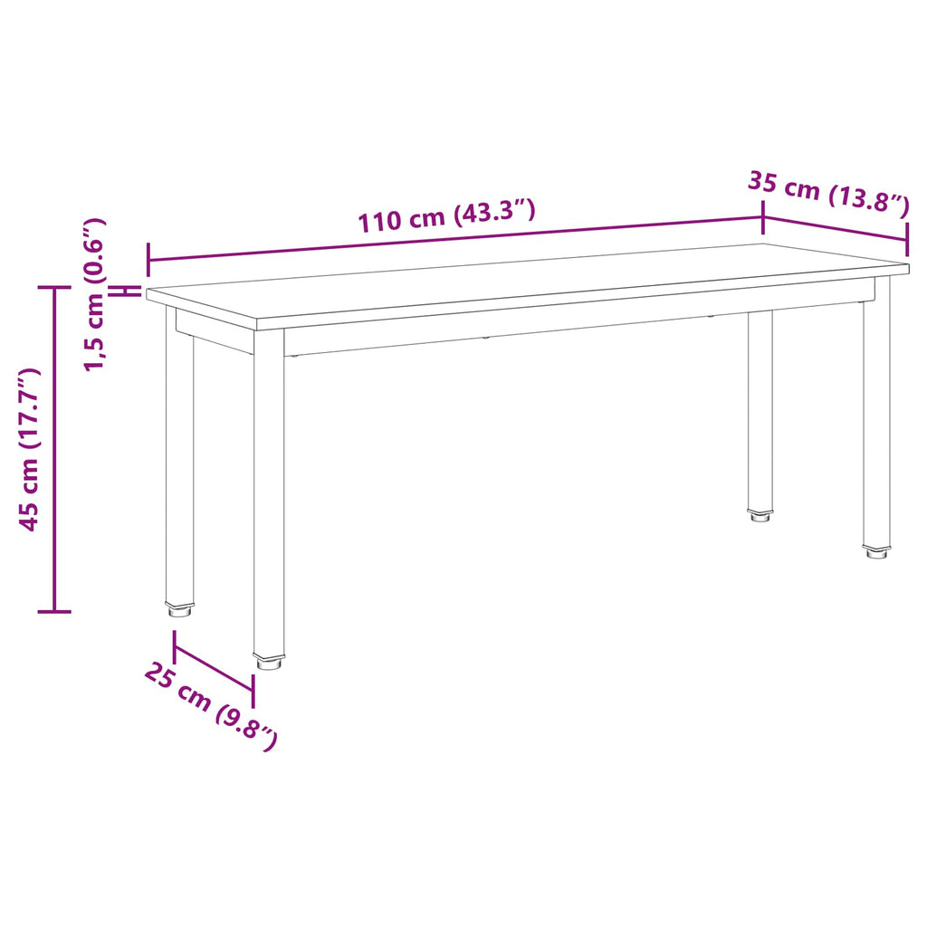 vidaXL ławka Czarny Dąb 110 x 35 x 45 cm Materiał drewnopochodny
