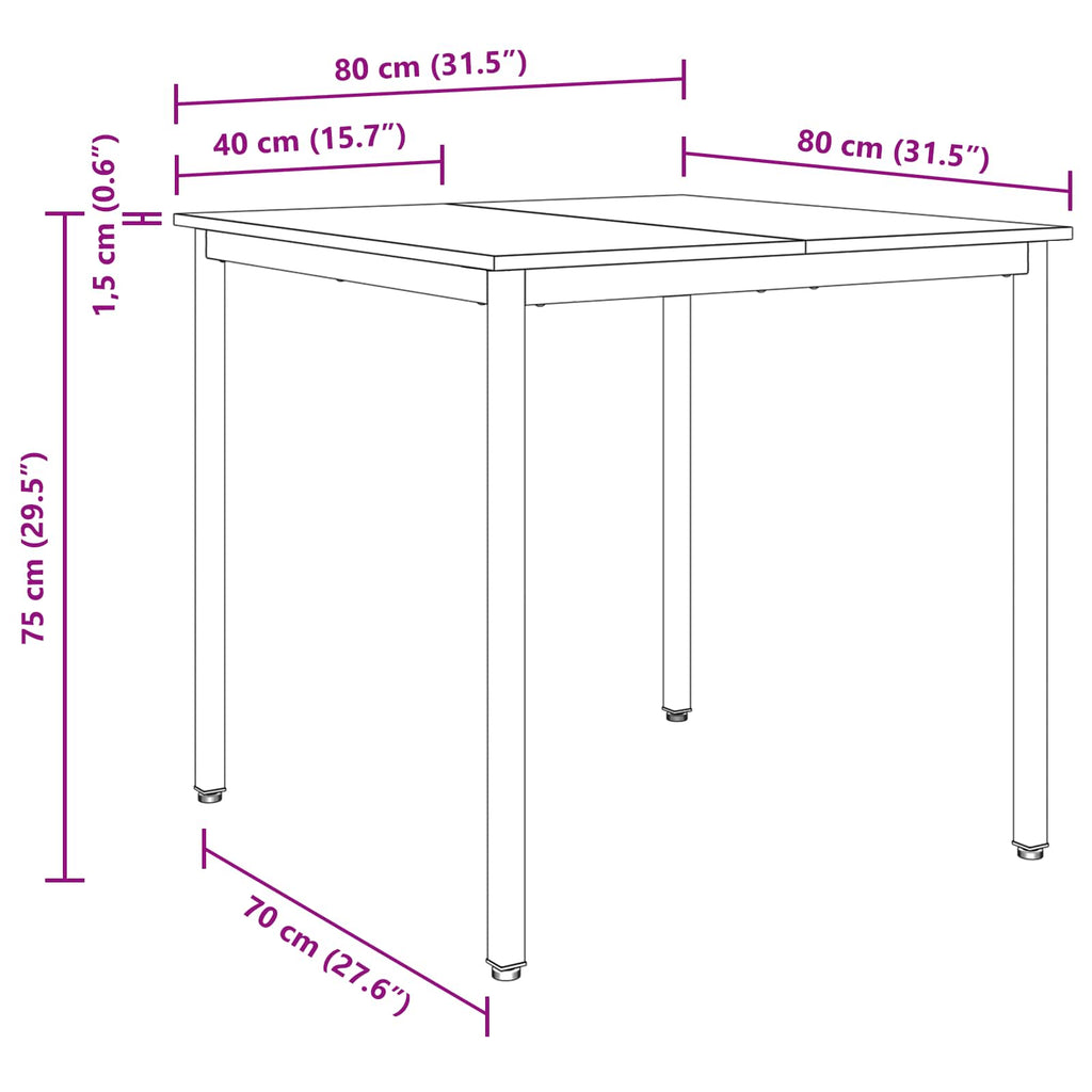vidaXL Stoły do jadalni 80 x 80 x 75 cm Drewno inżynieryjne Kwadrat