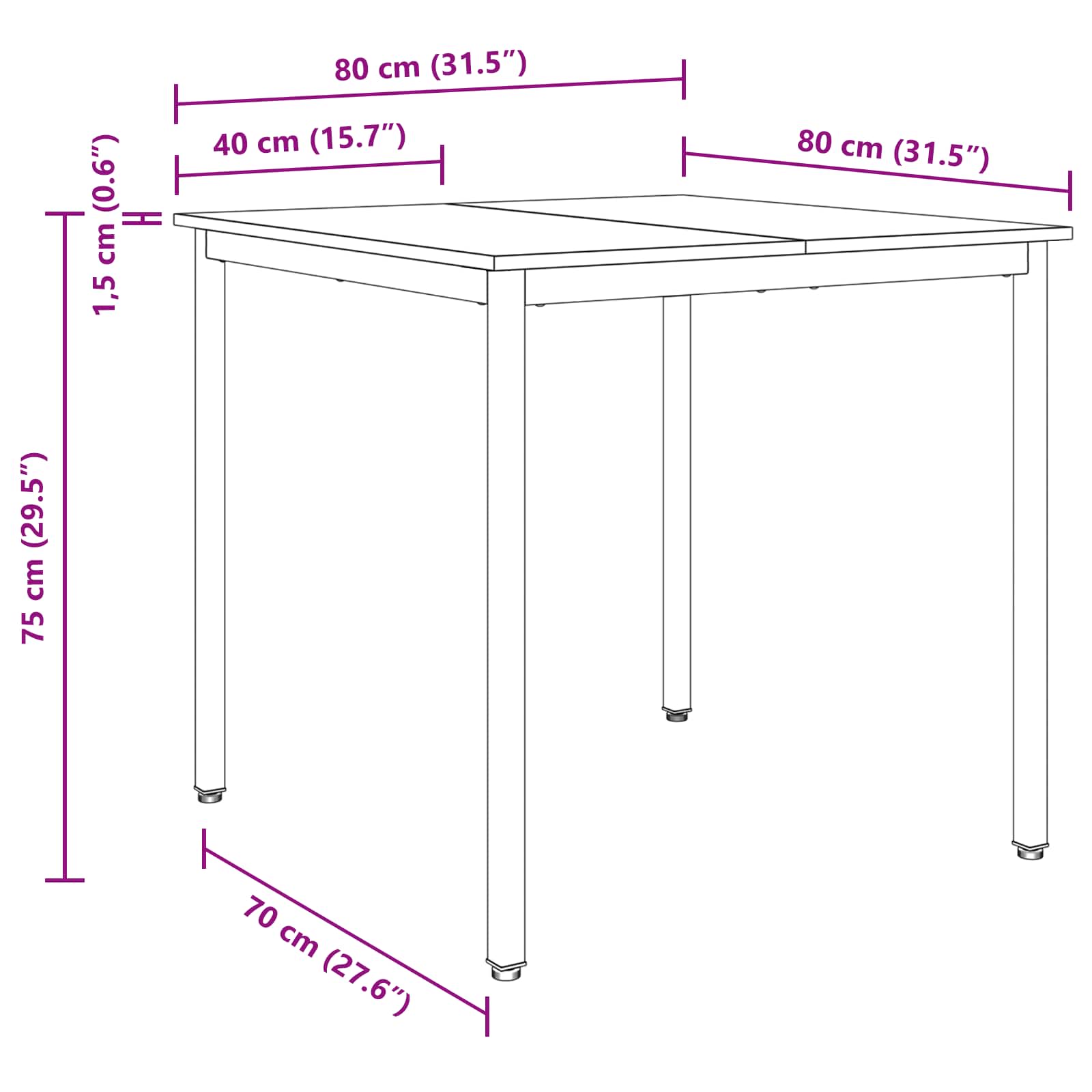 vidaXL Stoły do jadalni 80 x 80 x 75 cm Drewno inżynieryjne Kwadrat