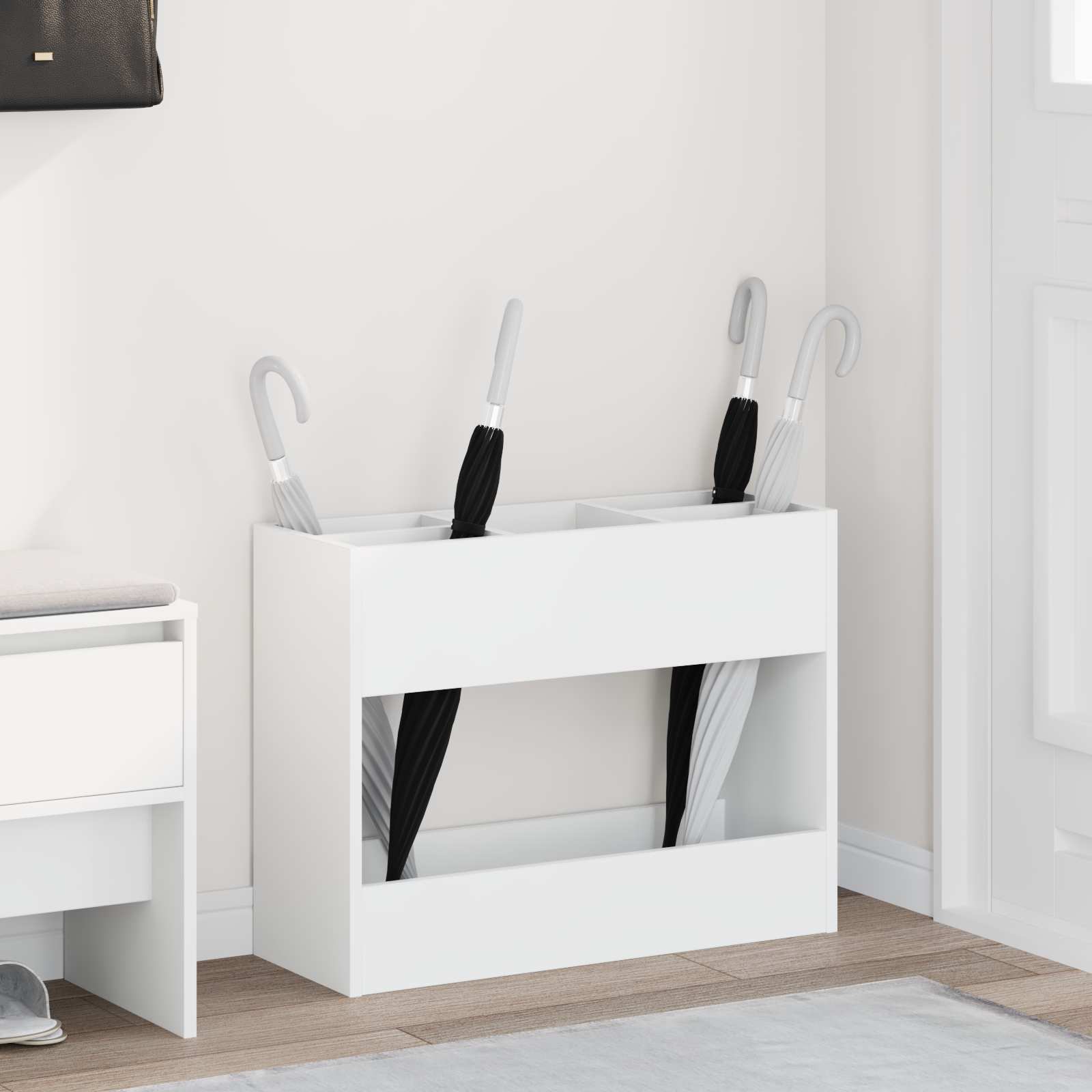 vidaXL Stojak na parasol Biały 65 x 24 x 50 cm Materiał drewnopochodny