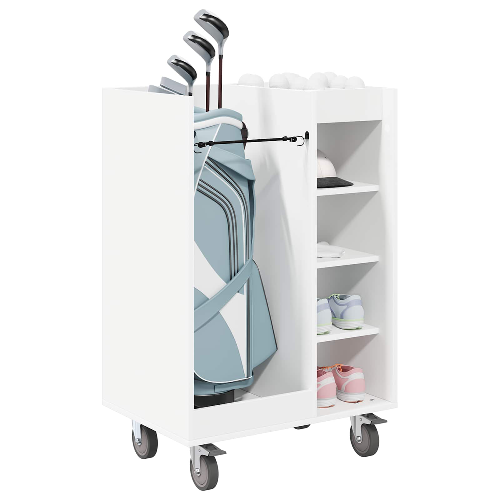 vidaXL Szafka golfowa z kołem Gładki Biały 65 x 45 x 98 cm