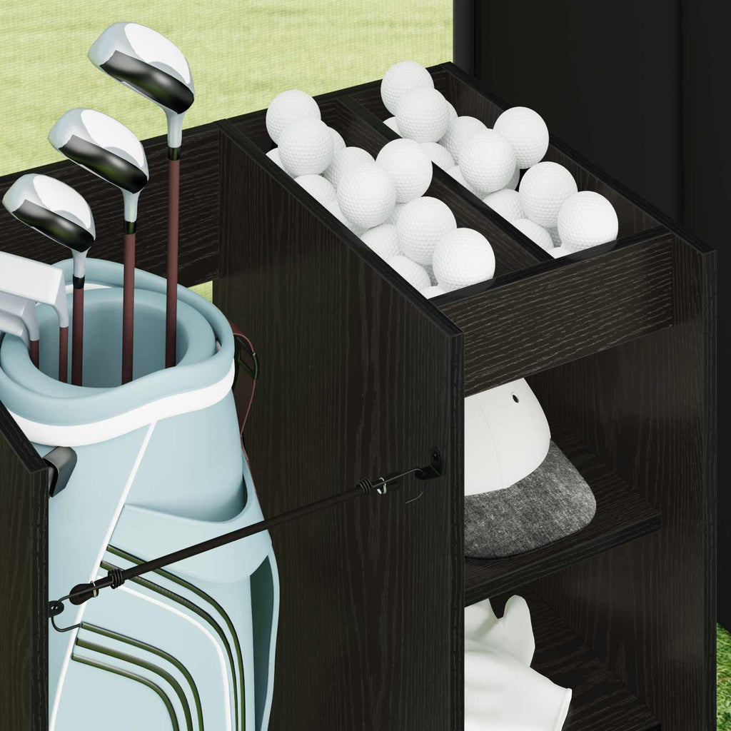 vidaXL Szafka golfowa z kołem Gładki Czarny Dąb 65 x 45 x 98 cm