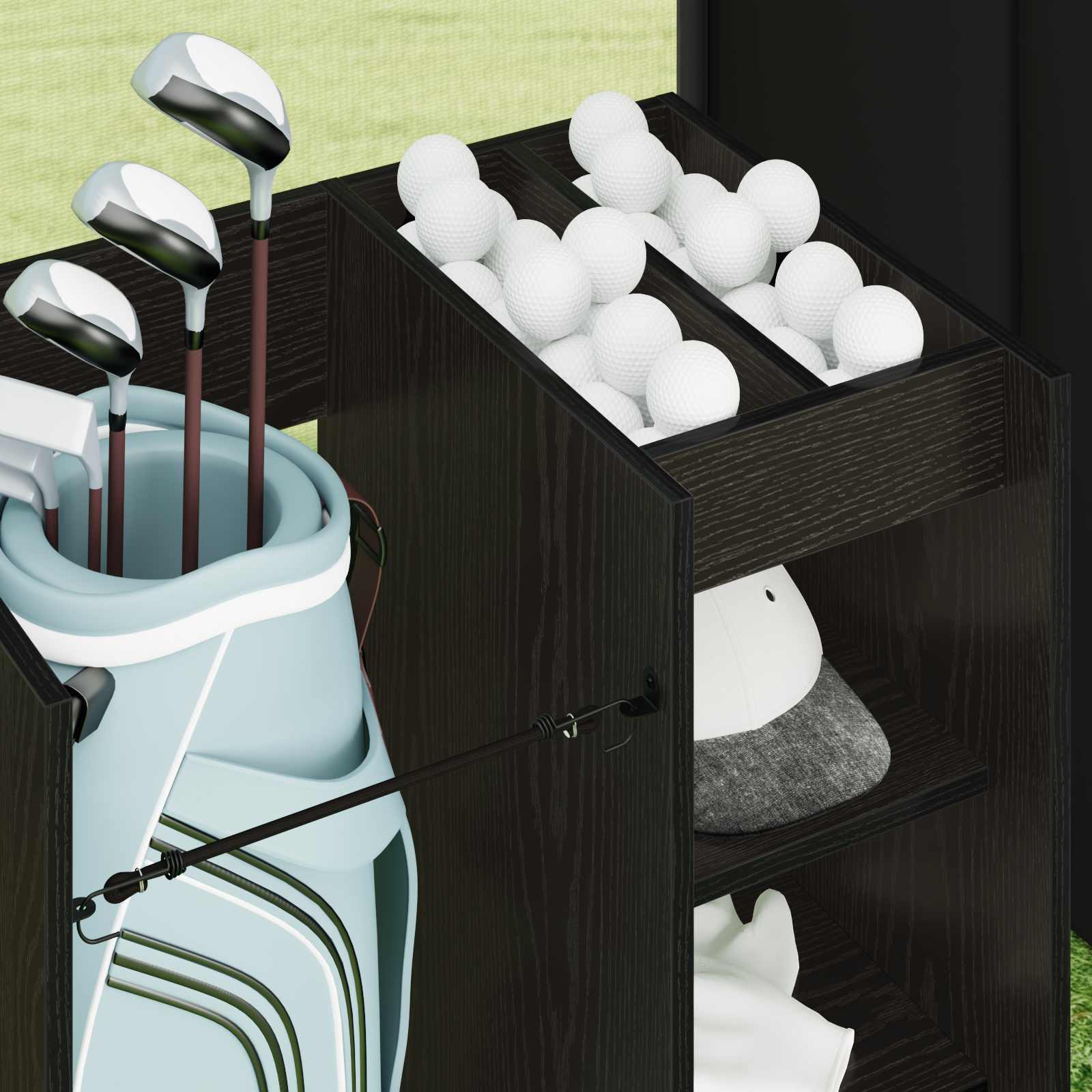 vidaXL Szafka golfowa z kołem Gładki Czarny Dąb 65 x 45 x 98 cm